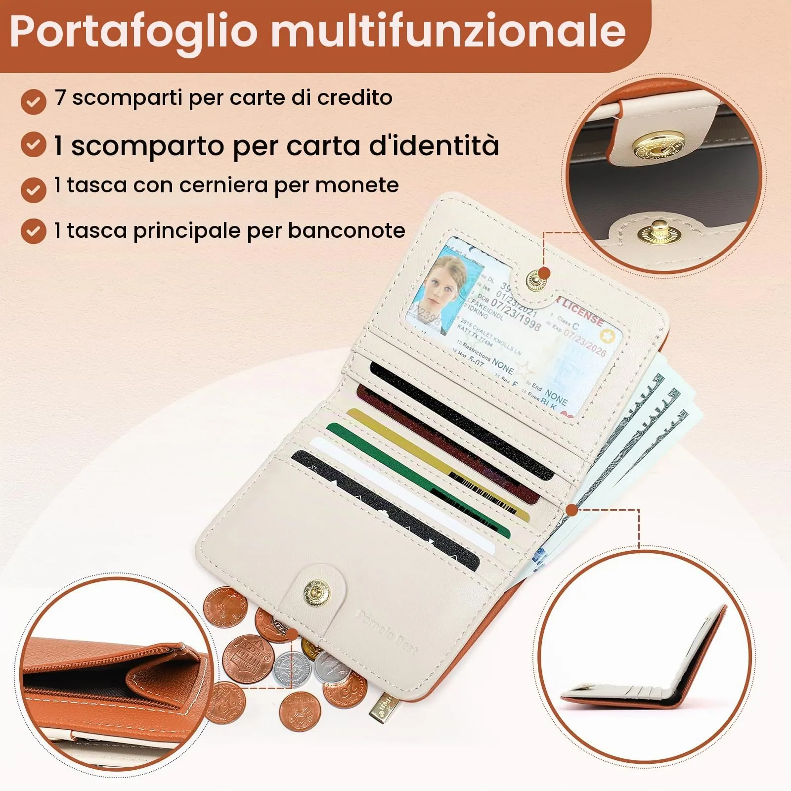 Pomelo Best Portafoglio da Donna Piccolo in Pelle PU con Blocco RFID, Arancione - immagine 2