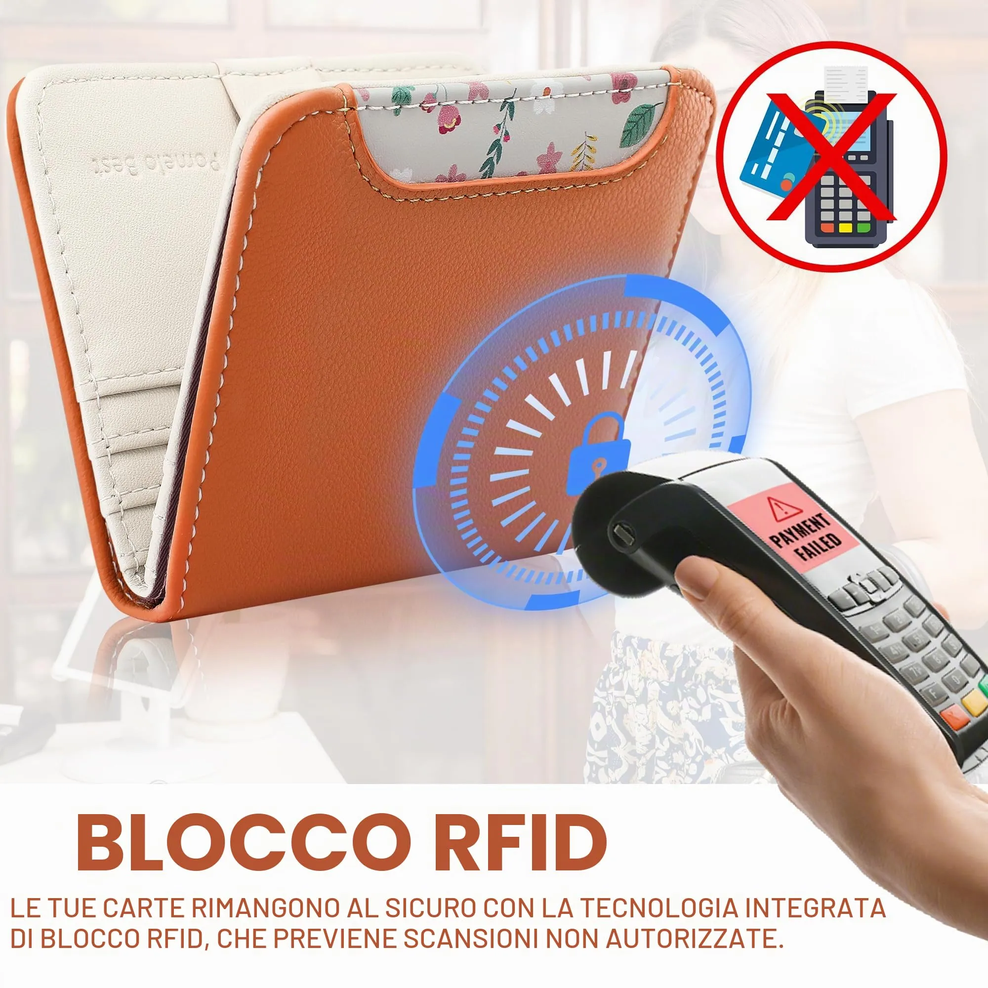 Pomelo Best Portafoglio da Donna Piccolo in Pelle PU con Blocco RFID, Arancione - immagine 3