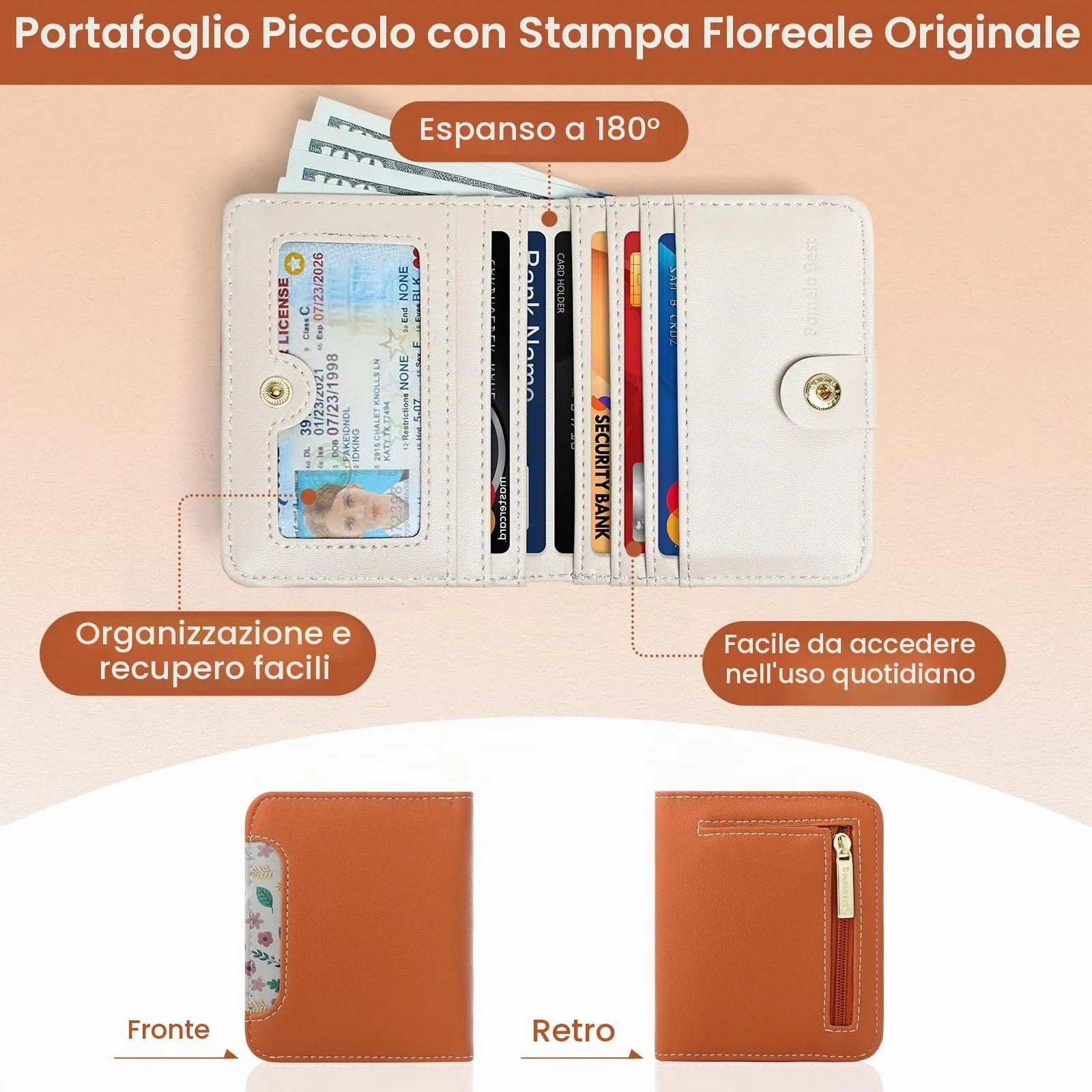 Pomelo Best Portafoglio da Donna Piccolo in Pelle PU con Blocco RFID, Arancione - immagine 4