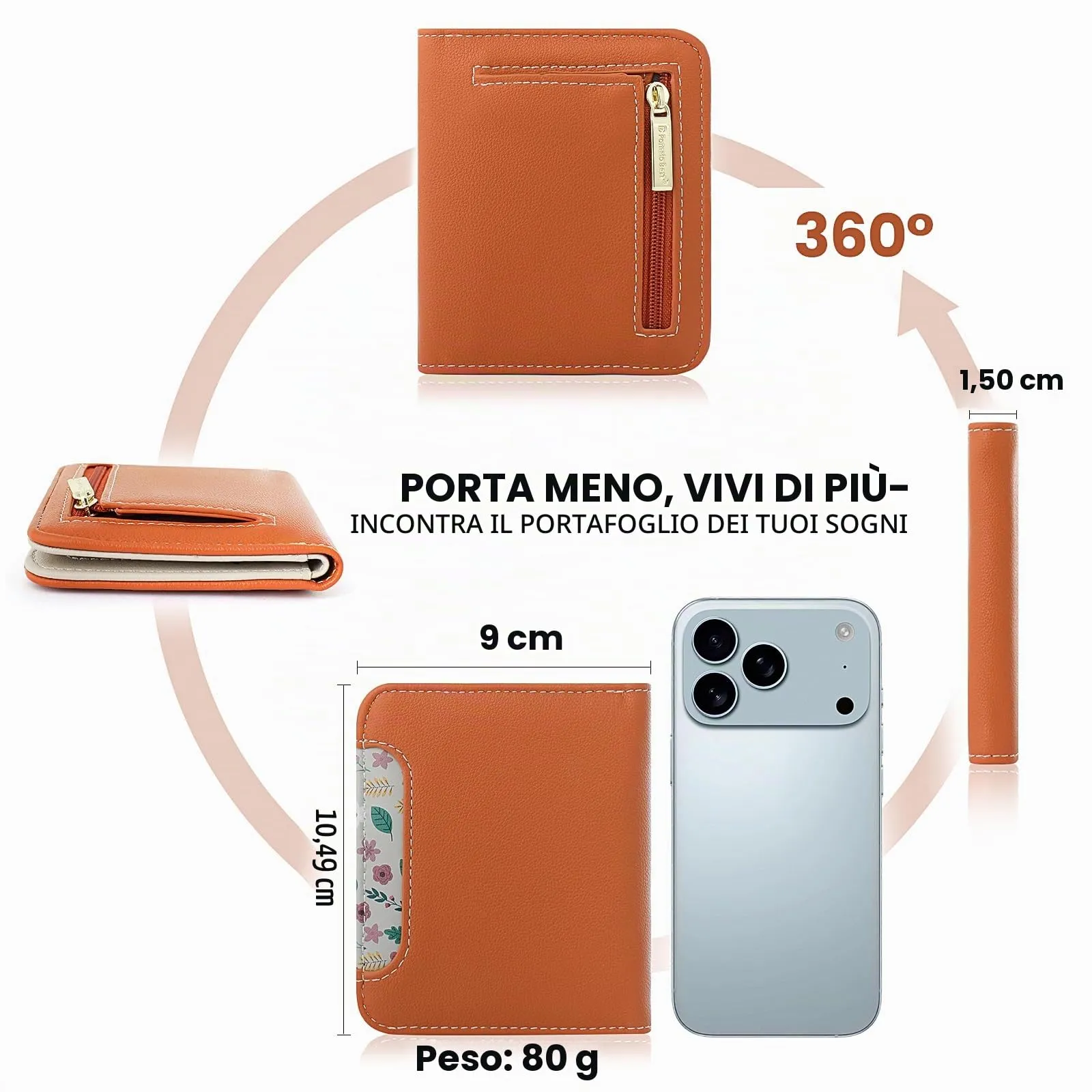 Pomelo Best Portafoglio da Donna Piccolo in Pelle PU con Blocco RFID, Arancione - immagine 6