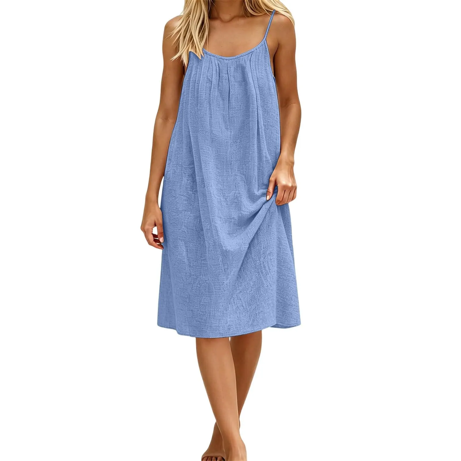 Generico Vestito Lungo Estivo Donna Senza Maniche, Viola Scuro - immagine 5