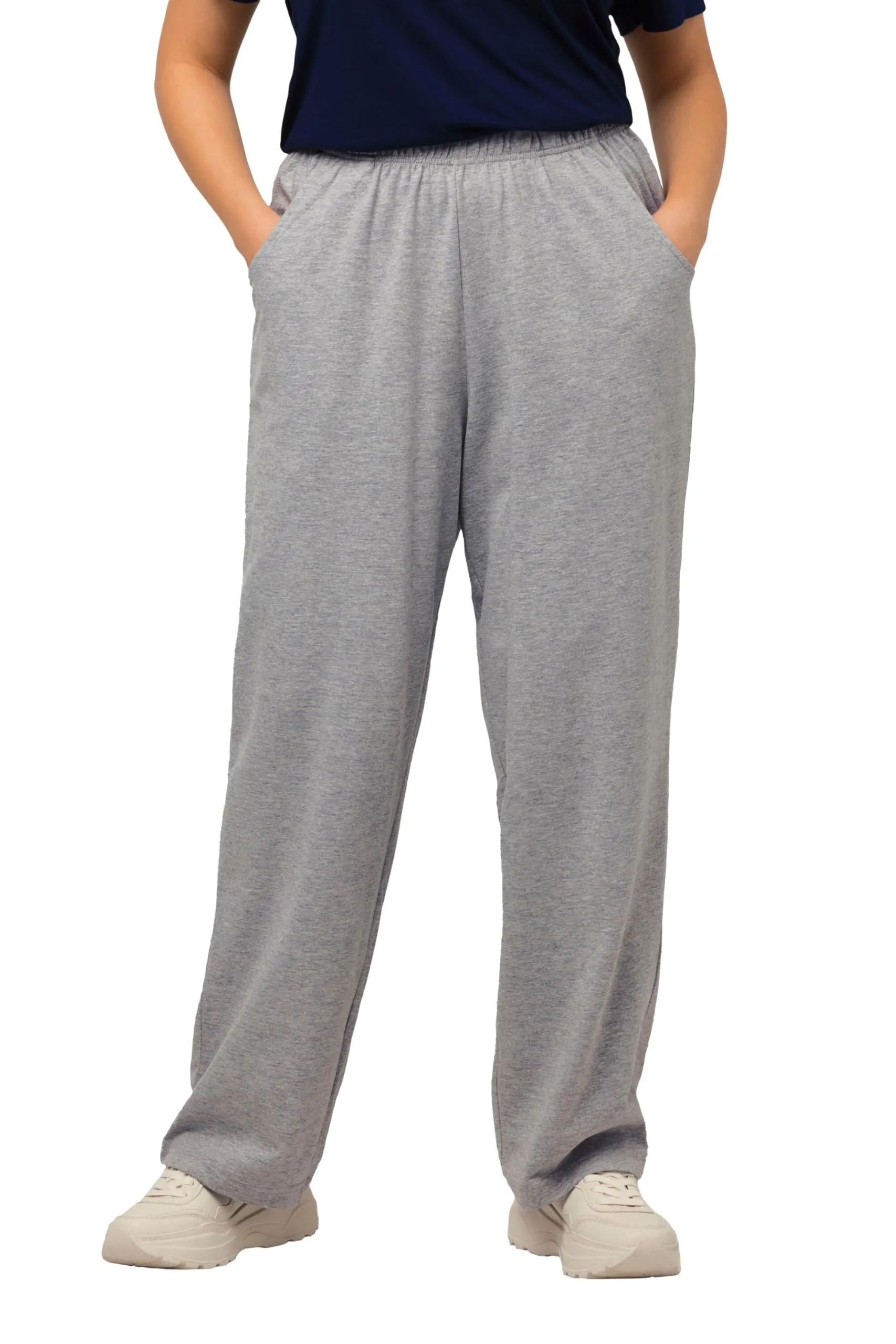 Ulla Popken Pantaloni da Jogging Donna, Grigio Chiaro Mélange, 36W / 32L - immagine 1