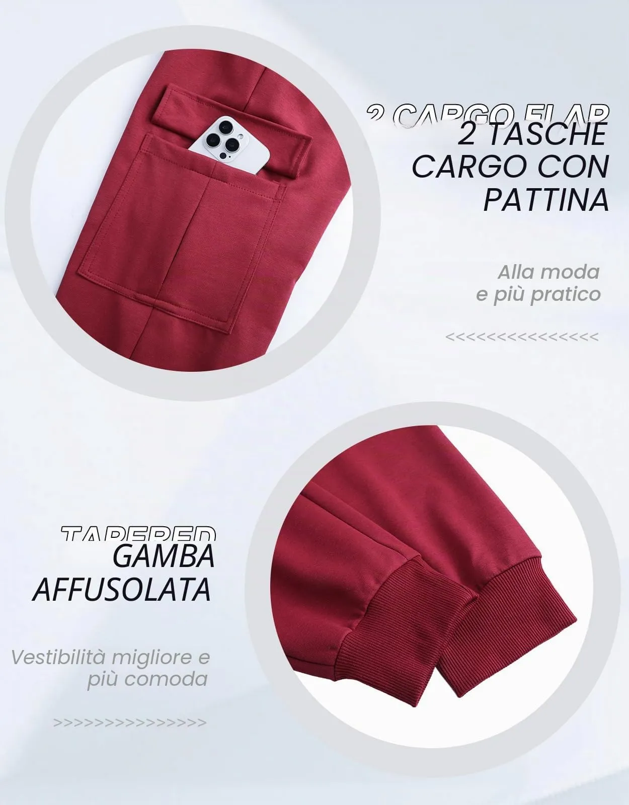 Suwangi Pantaloni Tuta Cargo Jogging Uomo con 4 Tasche - immagine 5