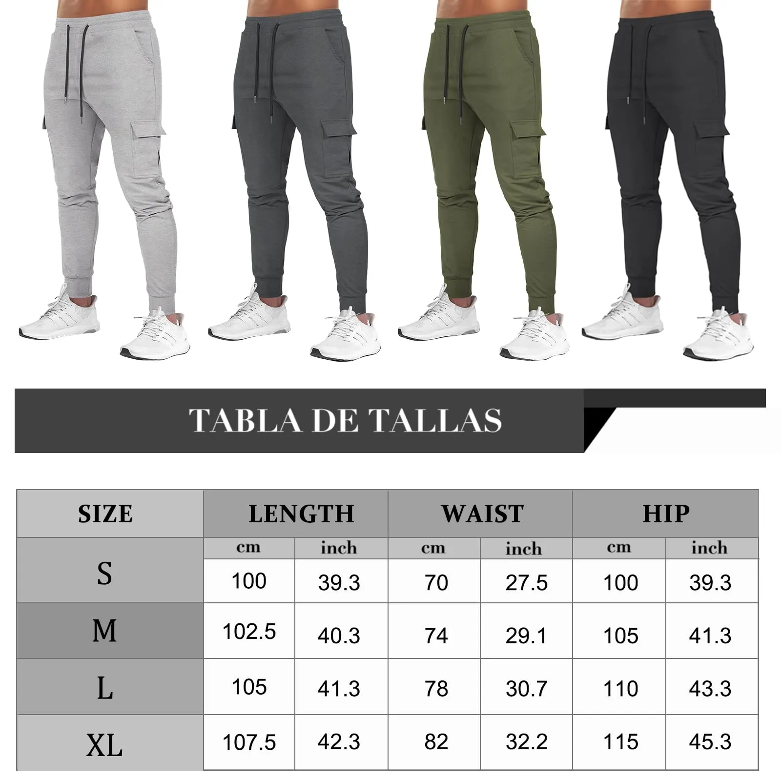 Suwangi Pantaloni Tuta Cargo Jogging Uomo con 4 Tasche - immagine 7