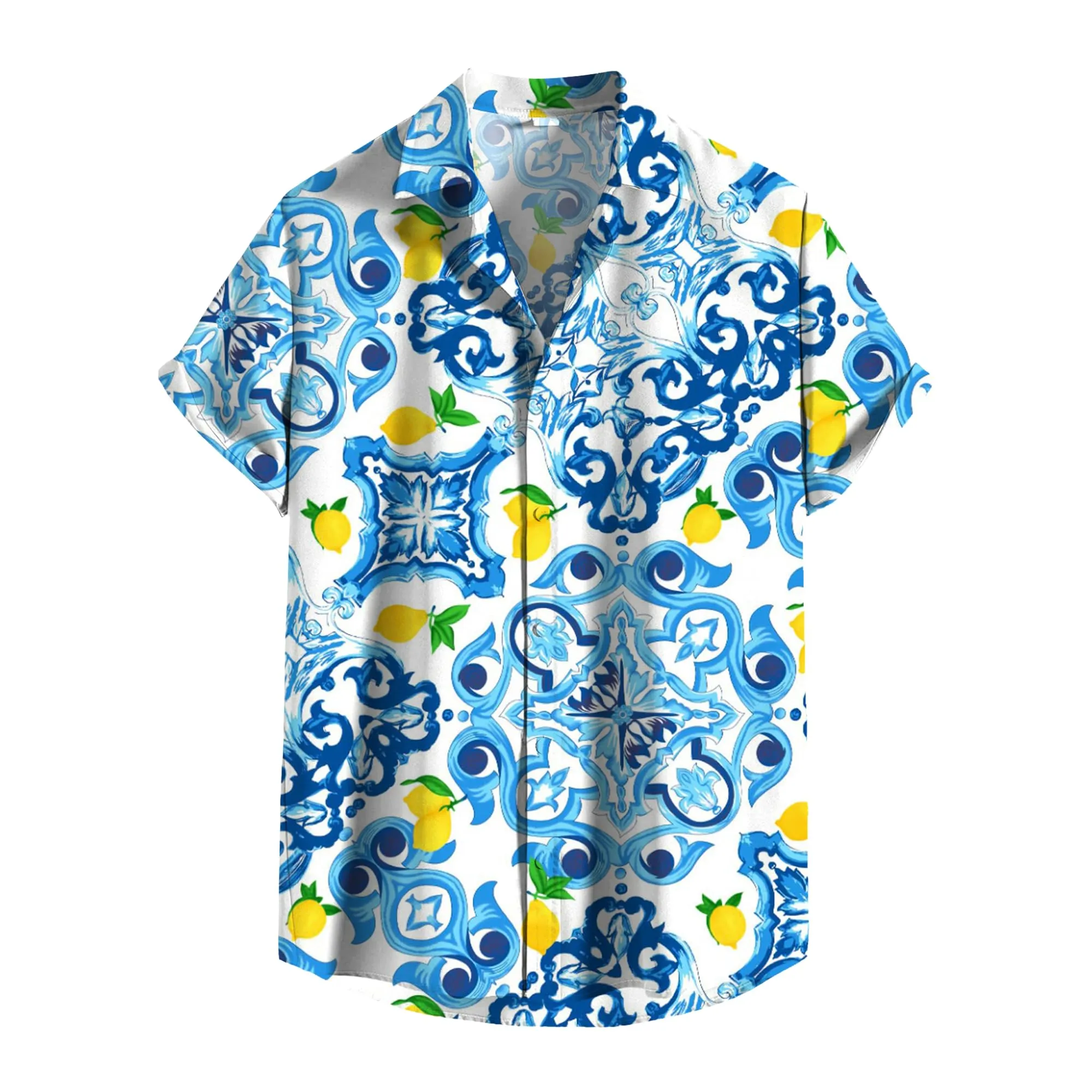 DIVINA Camicia Uomo Estiva Maniche Corte Casual Elegante Blu Maiolica Vest 168 3XL - immagine 3
