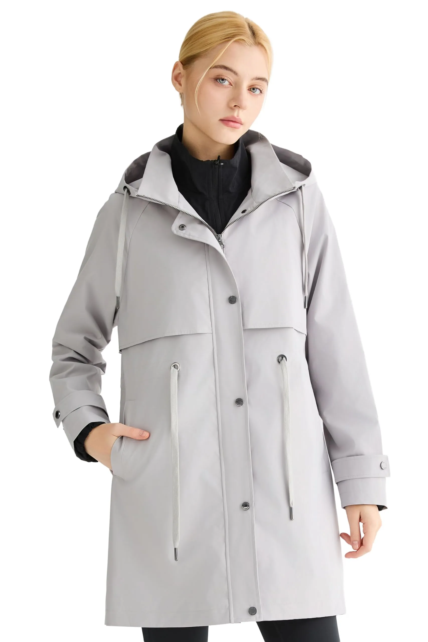 Orolay Giacca Impermeabile da Donna con Cappuccio, Grigio, S - immagine 1