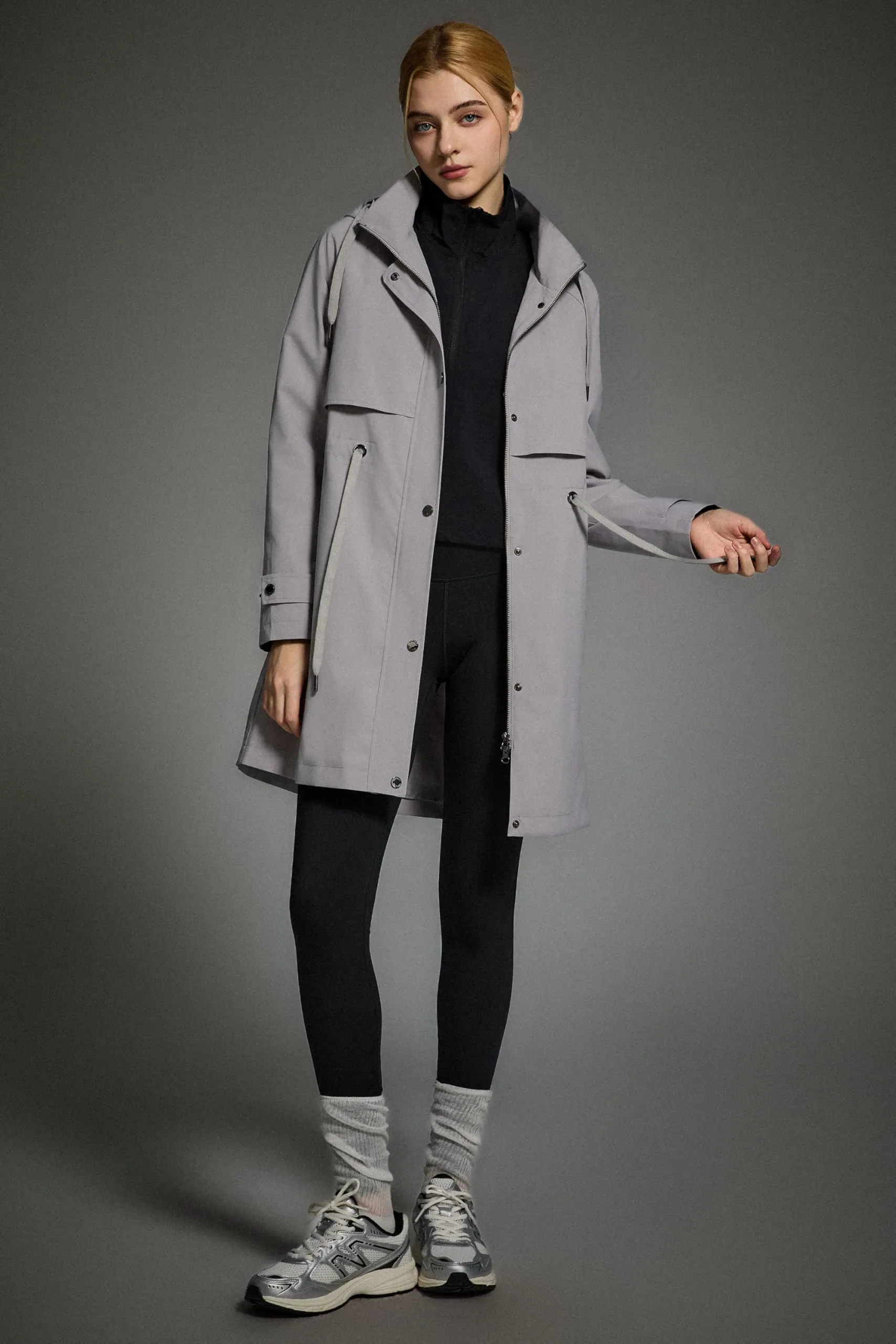 Orolay Giacca a vento lunga da donna con cappuccio, Grigio, XL - immagine 4