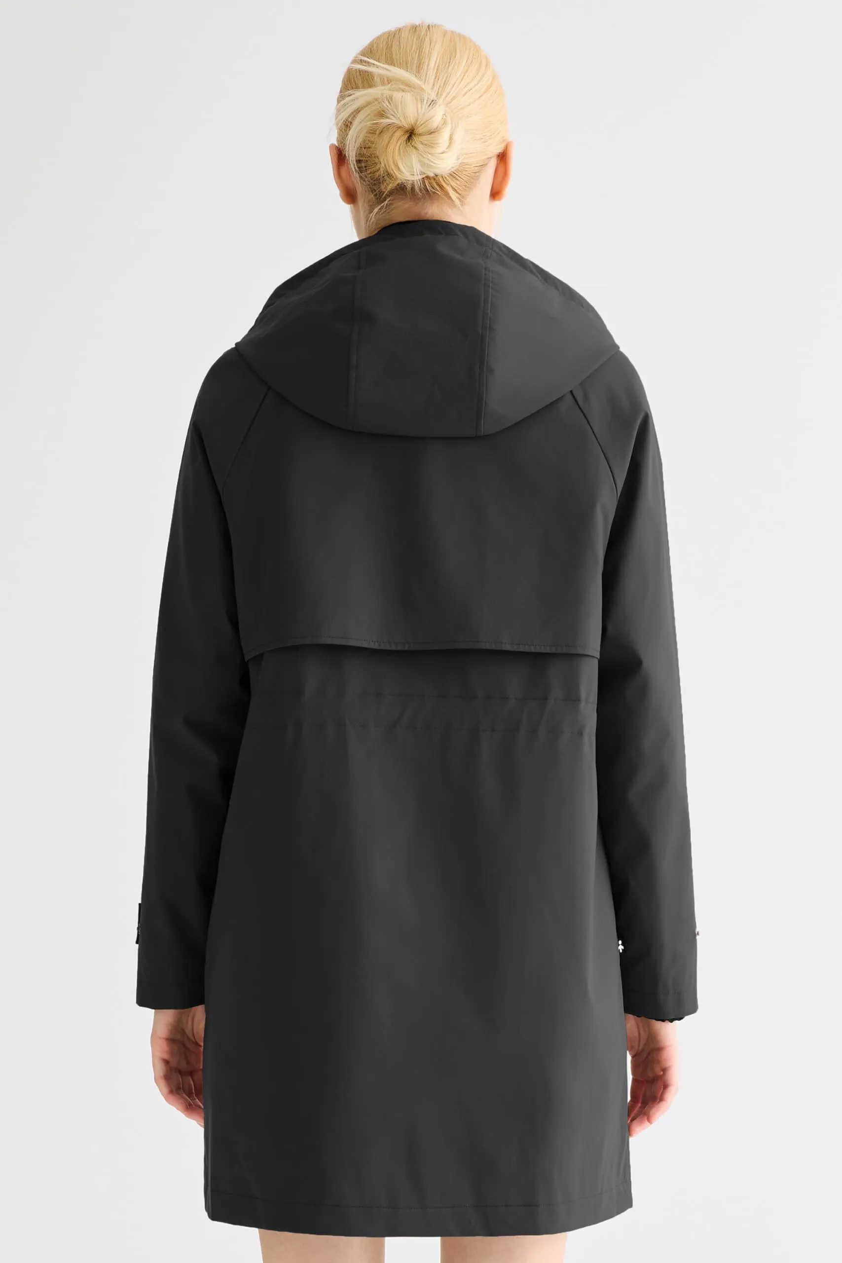 Orolay Trench OW255168Z Giacca a vento lunga da donna con cappuccio, Nero, Large - immagine 2