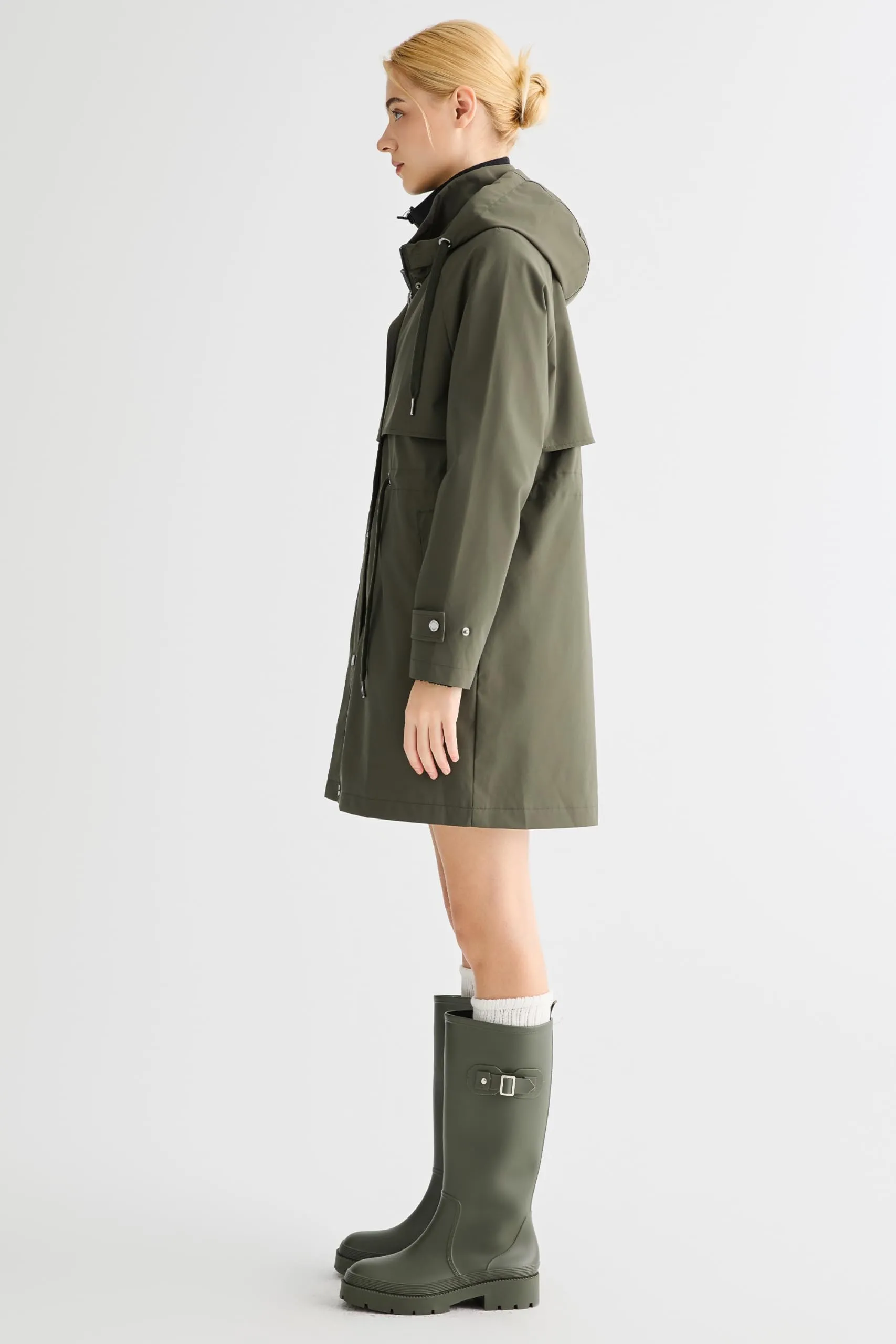 Orolay Giacca Impermeabile da Donna con Cappuccio OW255168Z, Oliva, M - immagine 7