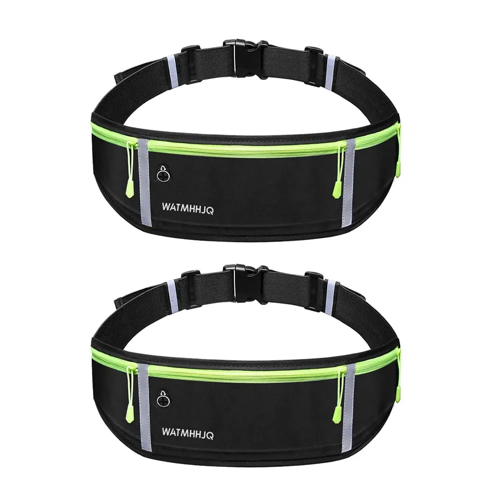 WATMHHJQ Marsupio da Corsa Impermeabile a 3 Tasche per Cellulare, Nero - immagine 1