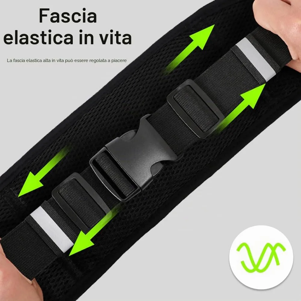 WATMHHJQ Marsupio da Corsa Impermeabile a 3 Tasche per Cellulare, Nero - immagine 7
