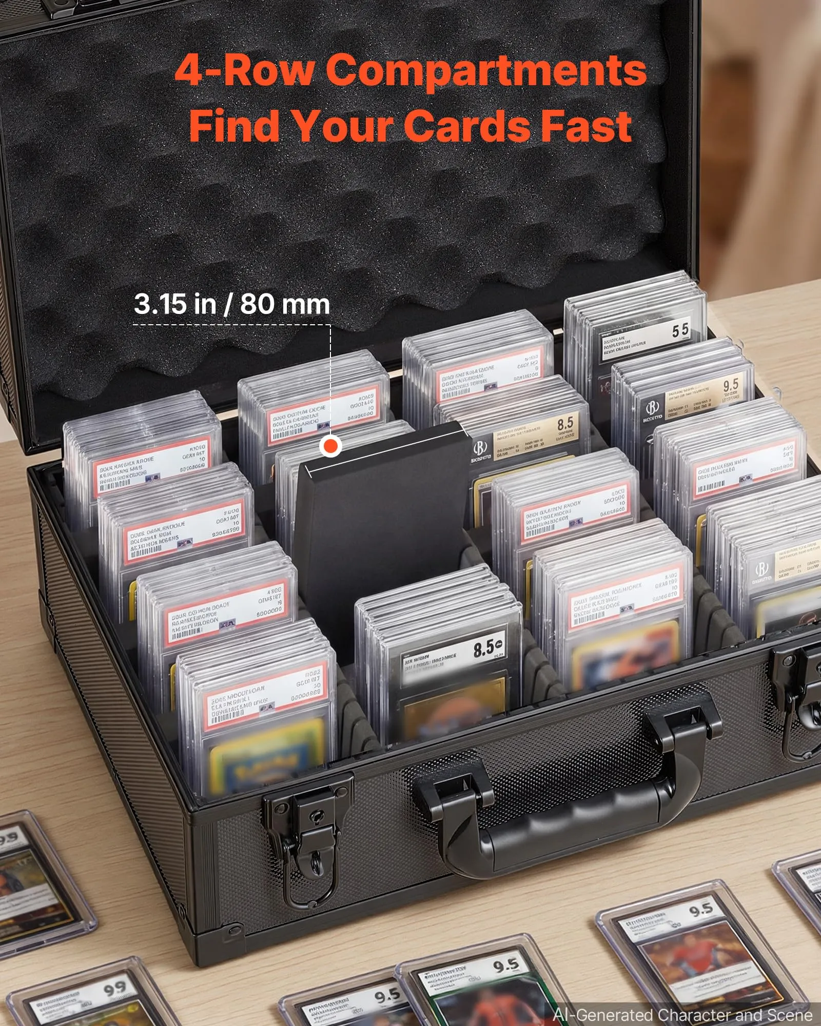 VEVOR Scatola Porta Carte Graded 4 File Capacità 120 PSA con Serratura - immagine 6