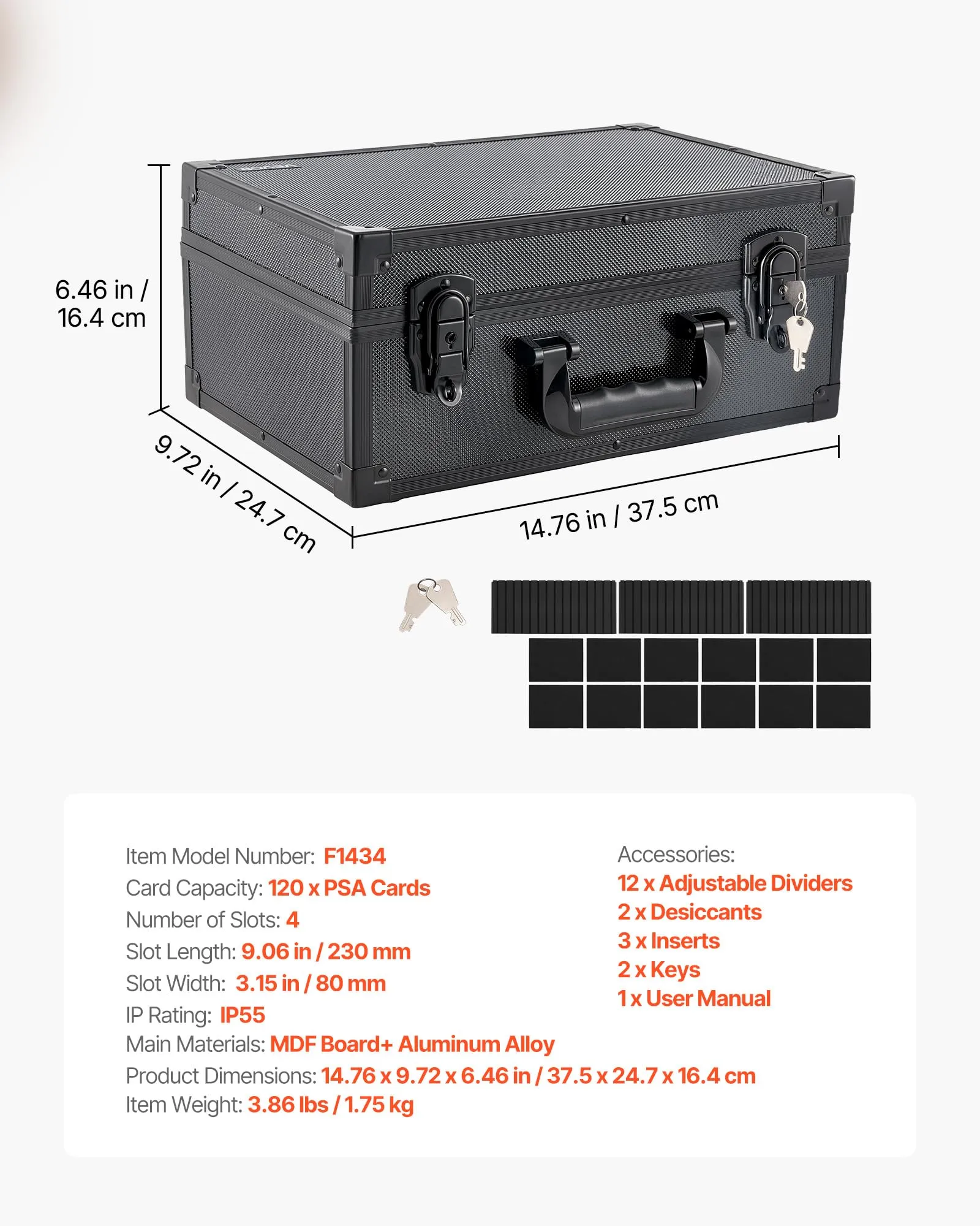 VEVOR Scatola Porta Carte Graded 4 File Capacità 120 PSA con Serratura - immagine 7