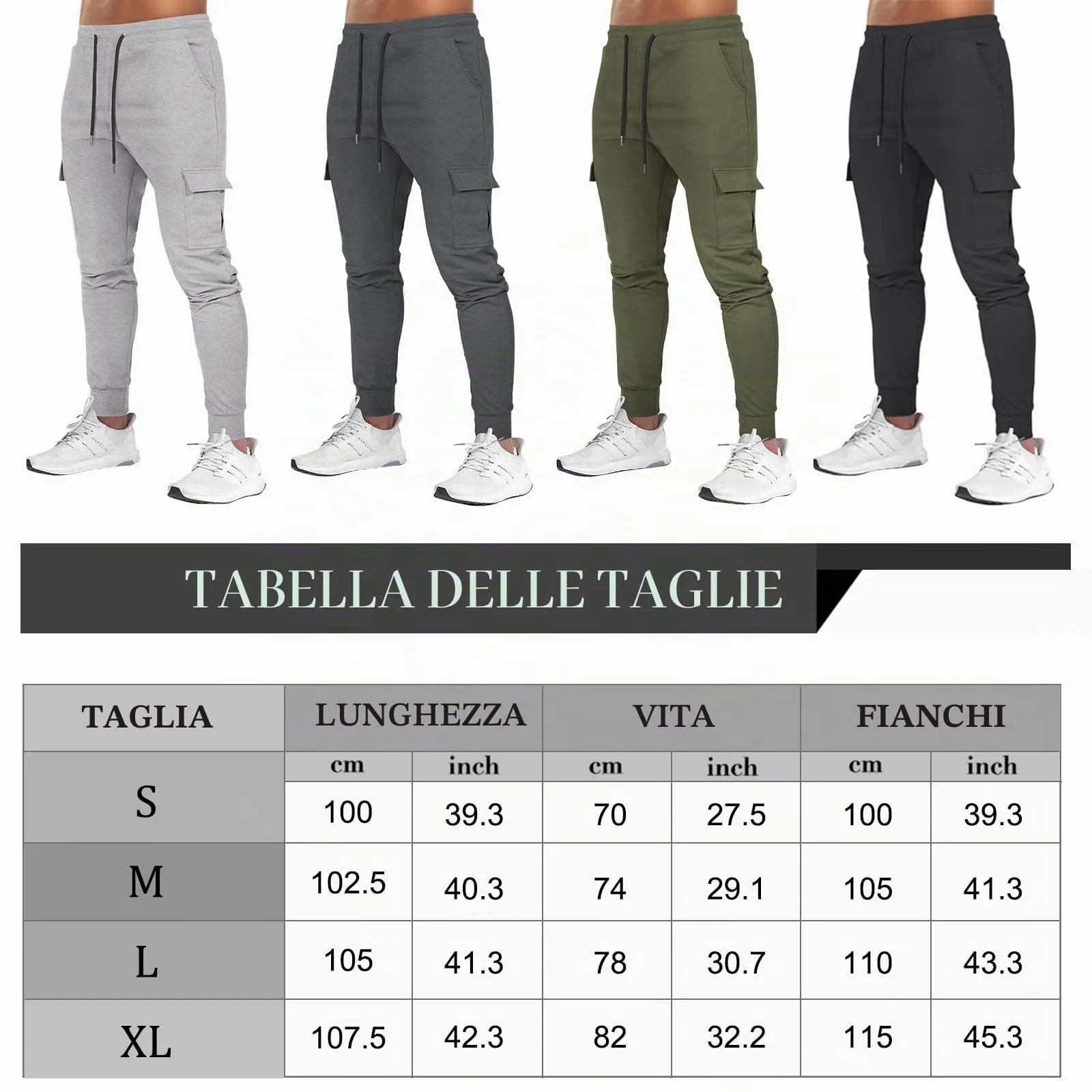 Suwangi Pantaloni Tuta Sportivi Uomo Cargo Jogging con 4 Tasche - immagine 7