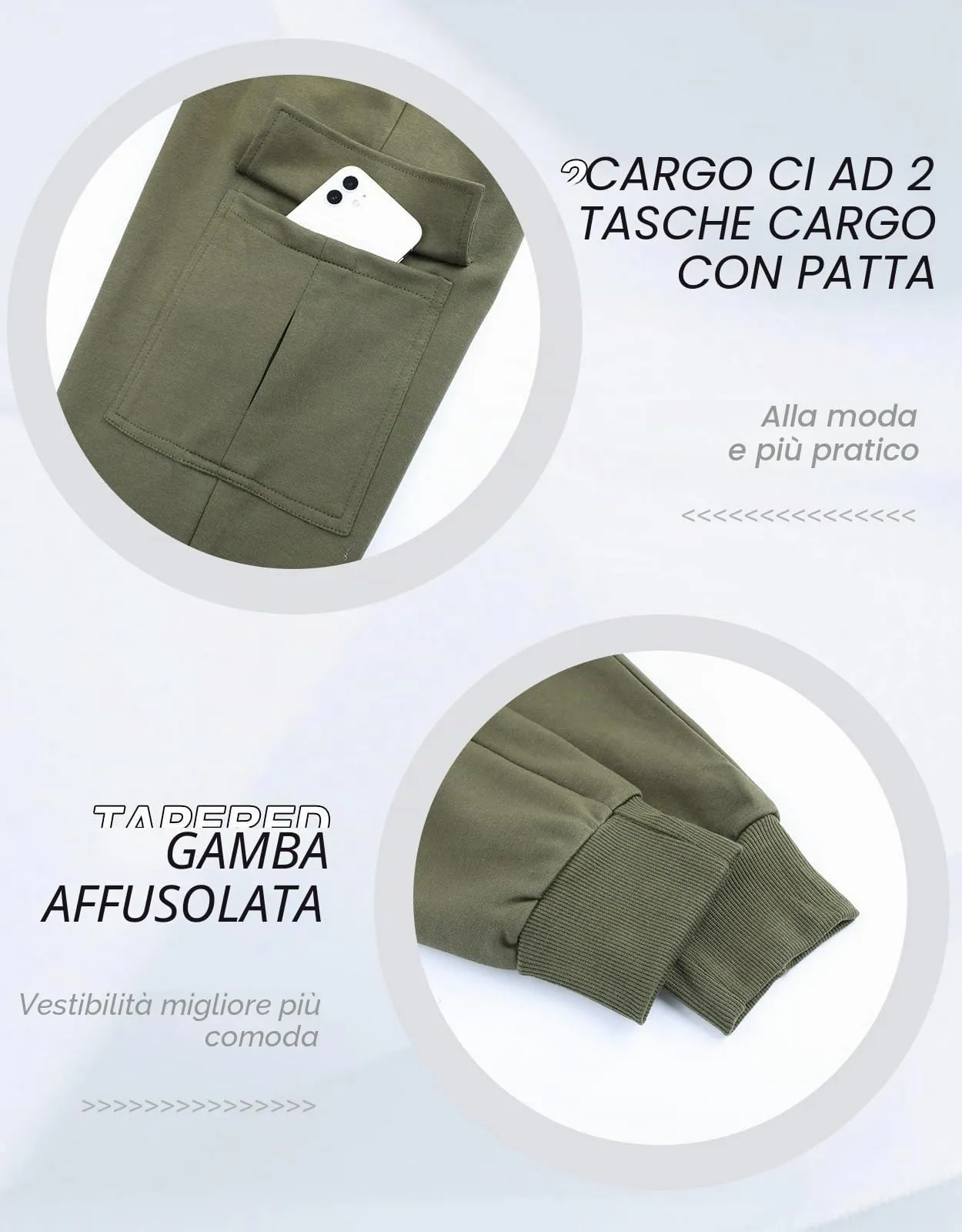 Suwangi Pantaloni Tuta Sportivi Uomo Cargo Jogging con 4 Tasche - immagine 5