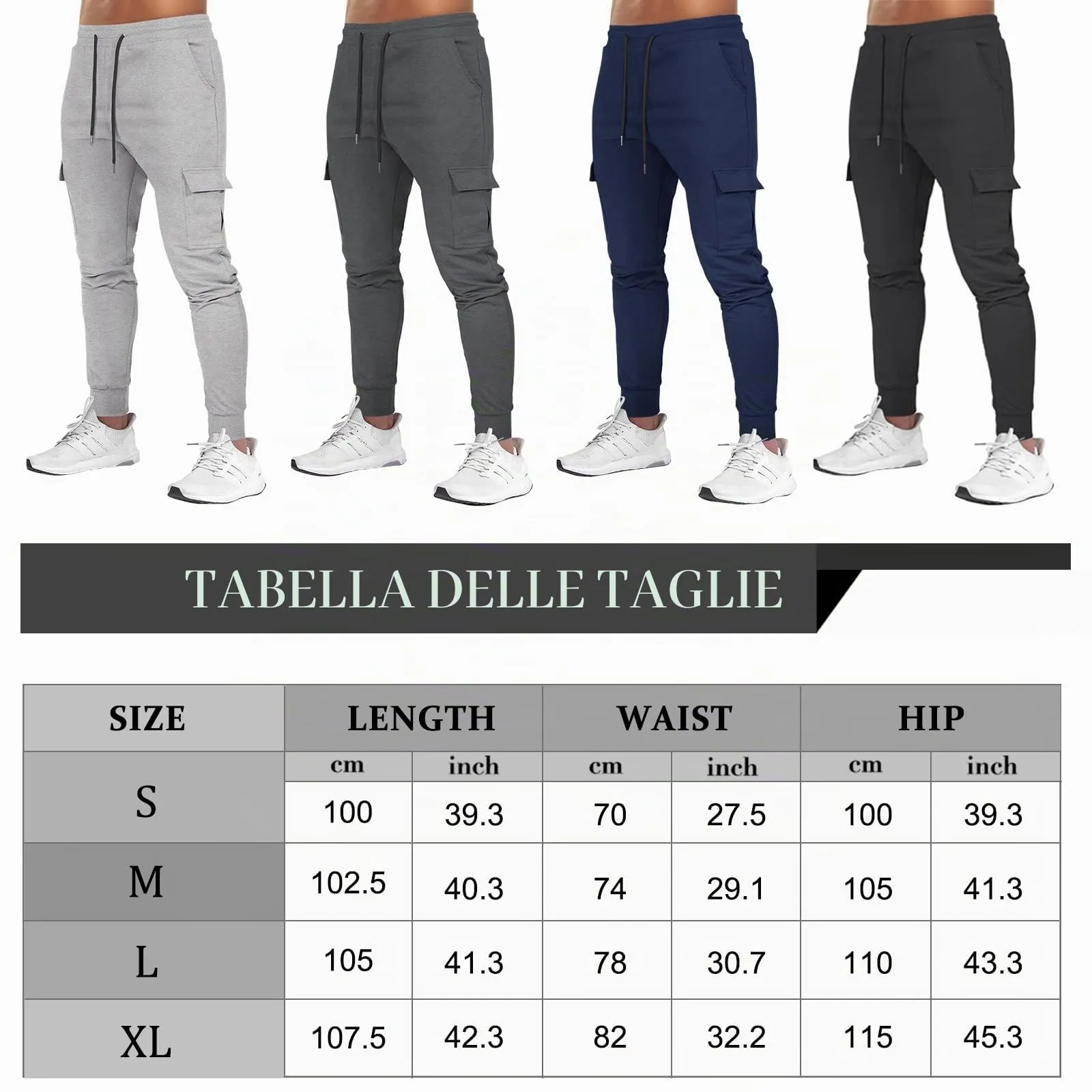 Suwangi Pantaloni Tuta Cargo Jogging Uomo con 4 Tasche - immagine 7