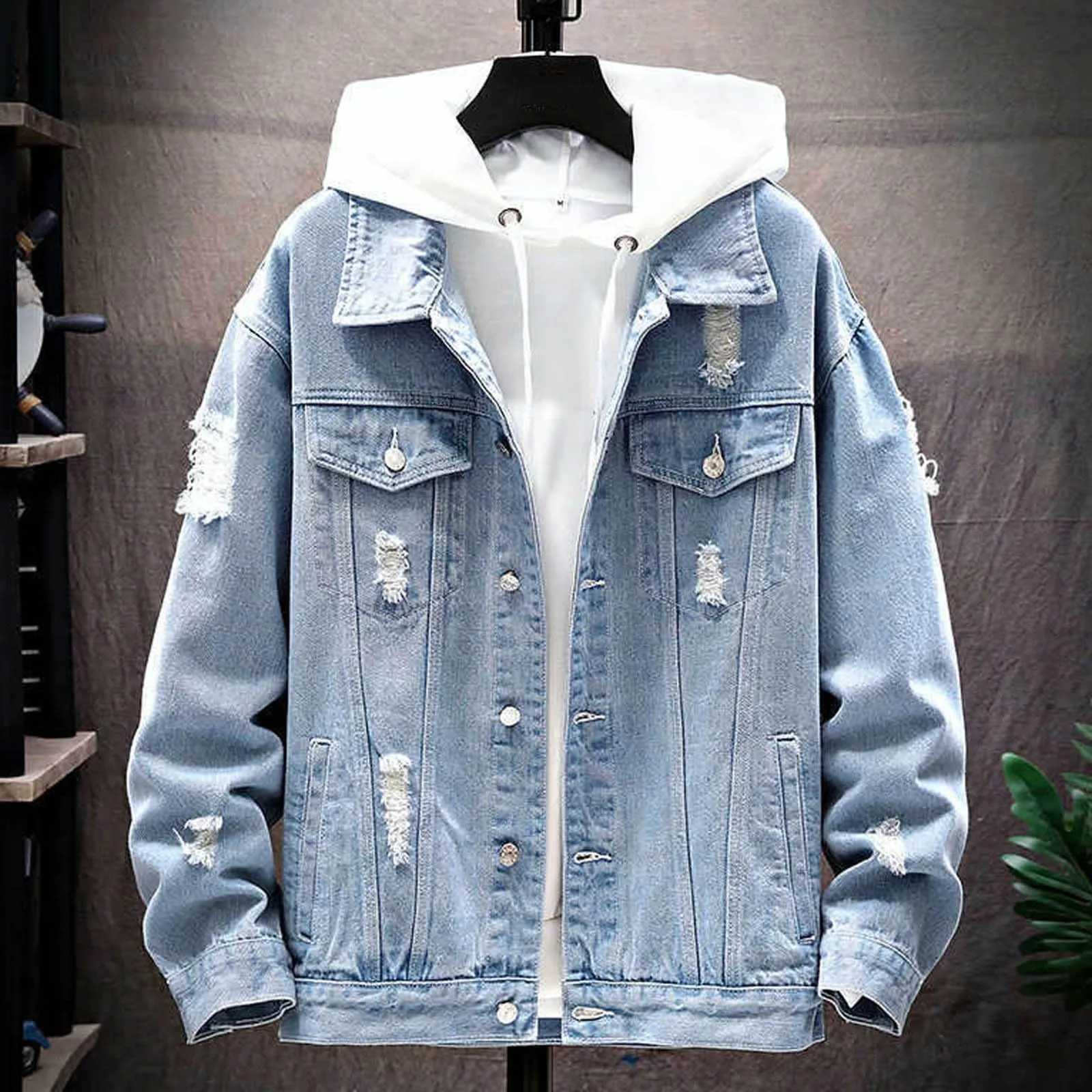 Giacca di Jeans da Uomo Slim Fit Trucker Vintage in Cotone - immagine 3