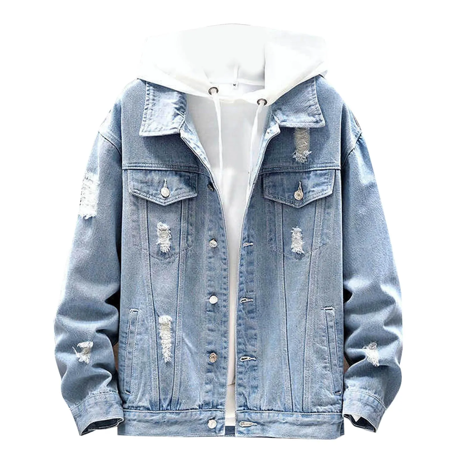 Giacchetto Jeans Uomo Slim Fit Mezza Stagione Collo Alto a Zip - immagine 1