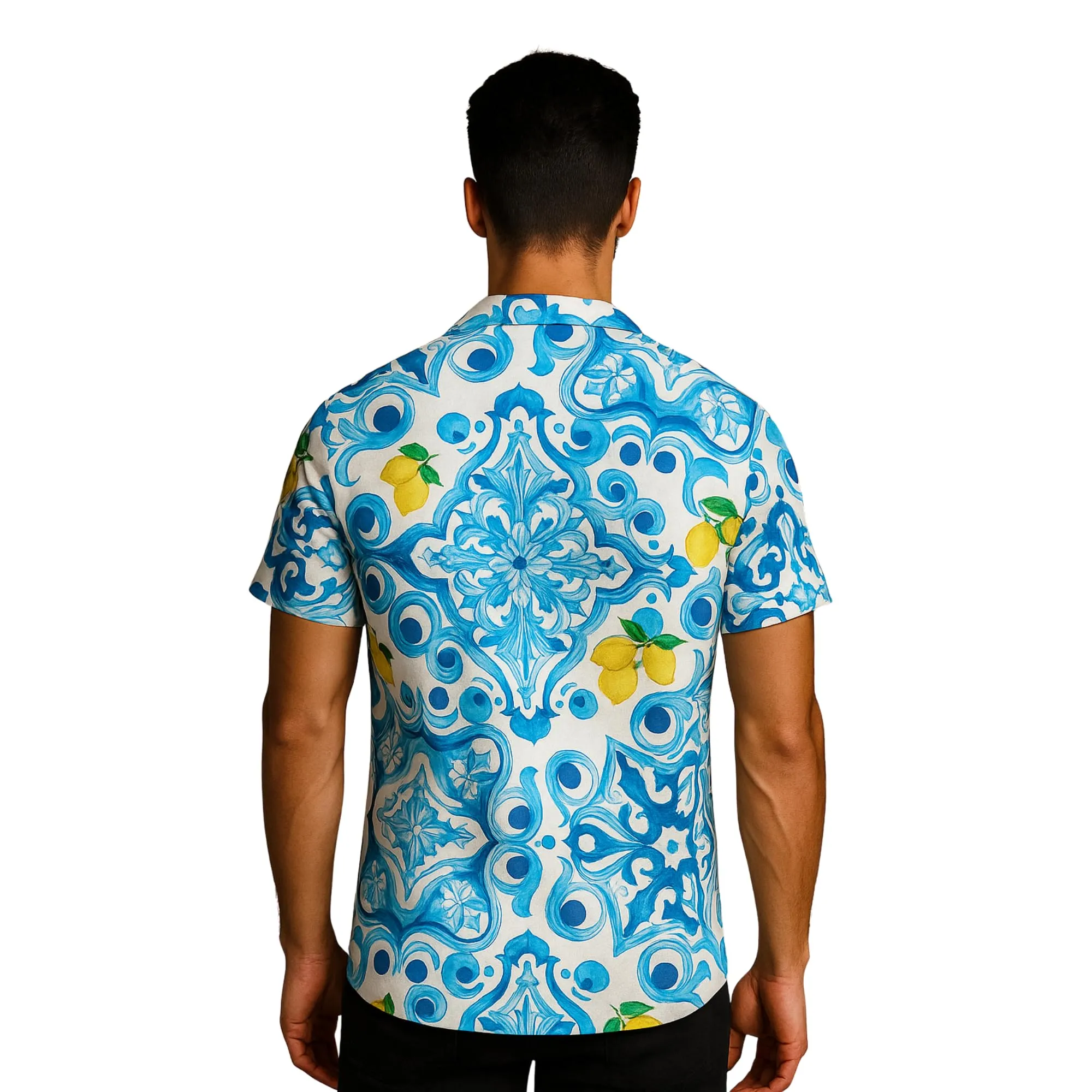 DIVINA Camicia Uomo Estiva a Maniche Corte, Blu Maiolica, Vestibilità Regolare, XXL - immagine 2