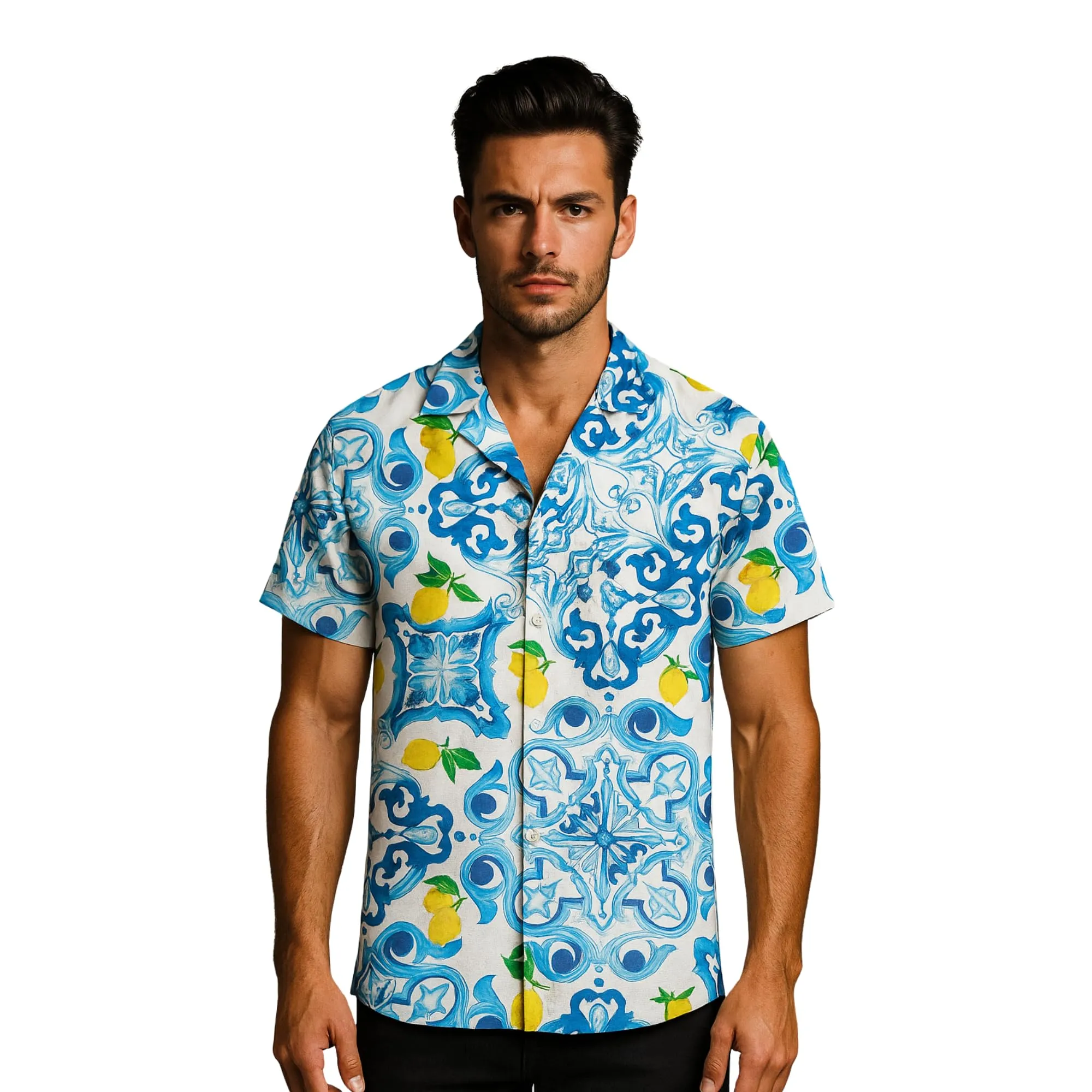 DIVINA Camicia Uomo Estiva Maniche Corte Blu Maiolica Vest 168 Regular Fit M - immagine 1