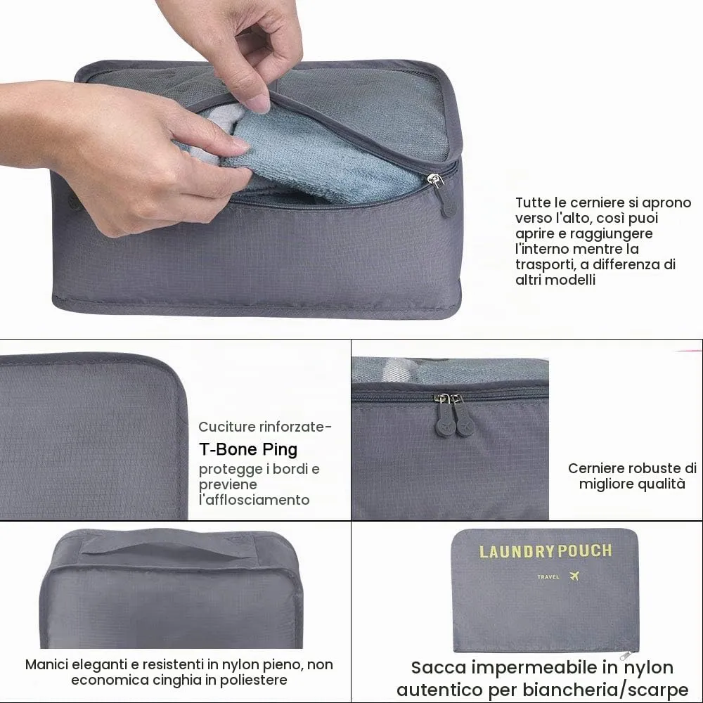 Vicloon Organizer Valigie Viaggio Set 6 Pezzi, Borse di Stoccaggio Impermeabili per Vestiti, Scarpe e Cosmetici - immagine 6
