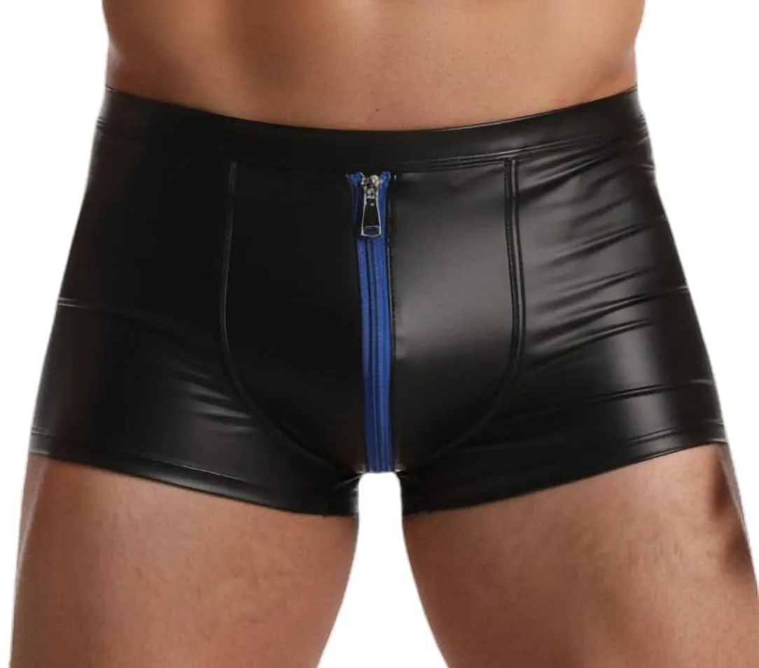 Cave Hero Pantaloncini da uomo in simil lattice con cerniera, Nero/Blu, XL - immagine 1