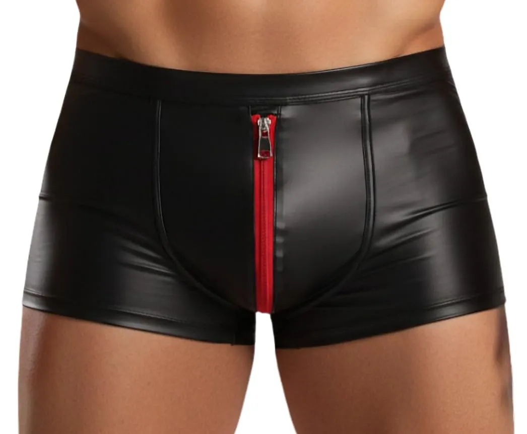 Cave Hero Pantaloncini da uomo in lattice con chiusura lampo, Nero/Rosso, L - immagine 1