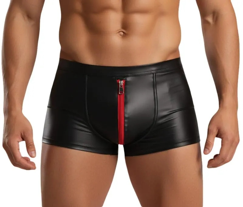 Cave Hero Pantaloncini da uomo in lattice con chiusura lampo, Nero/Rosso, L - immagine 2