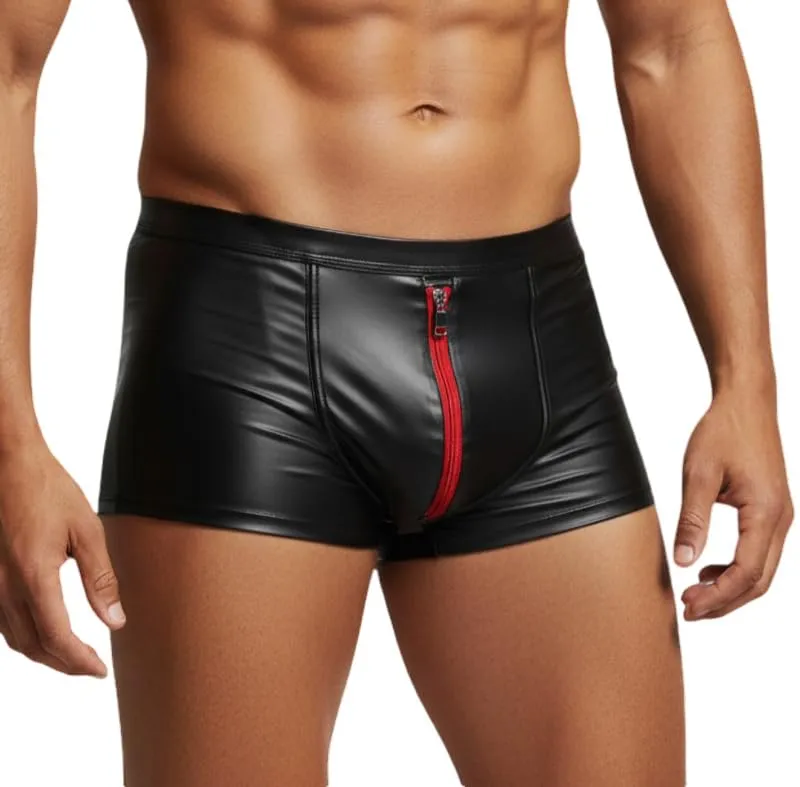 Cave Hero Pantaloncini da uomo simili al lattice, Nero/Rosso, S - immagine 3