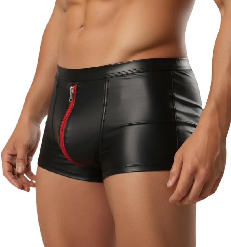 Cave Hero Pantaloncini da uomo simili al lattice, Nero/Rosso, S - immagine 4