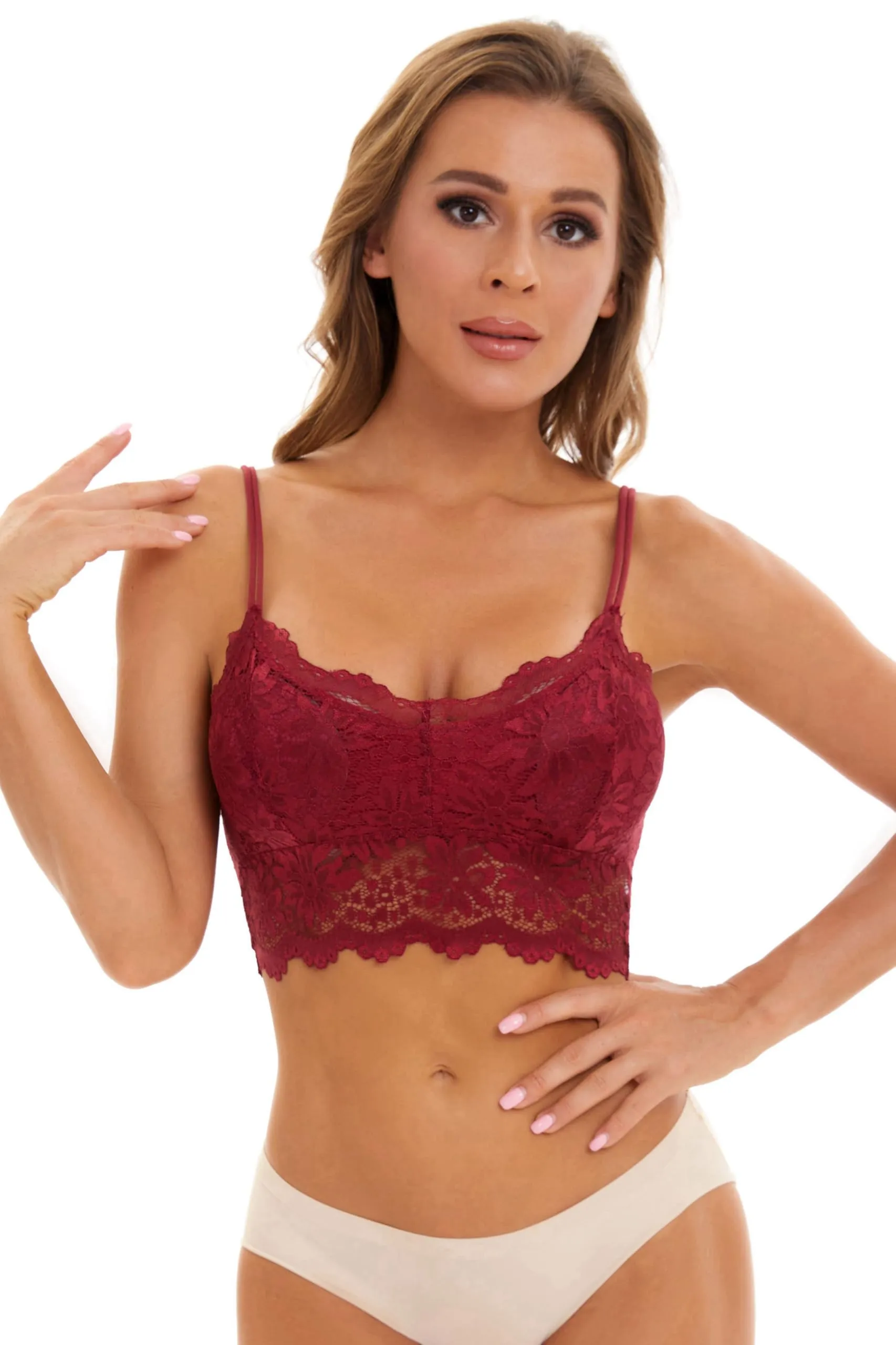 Maiclaice Reggiseno Bralette in Pizzo con Imbottitura senza Ferretto, Nero/Bianco/Grigio, M - immagine 2
