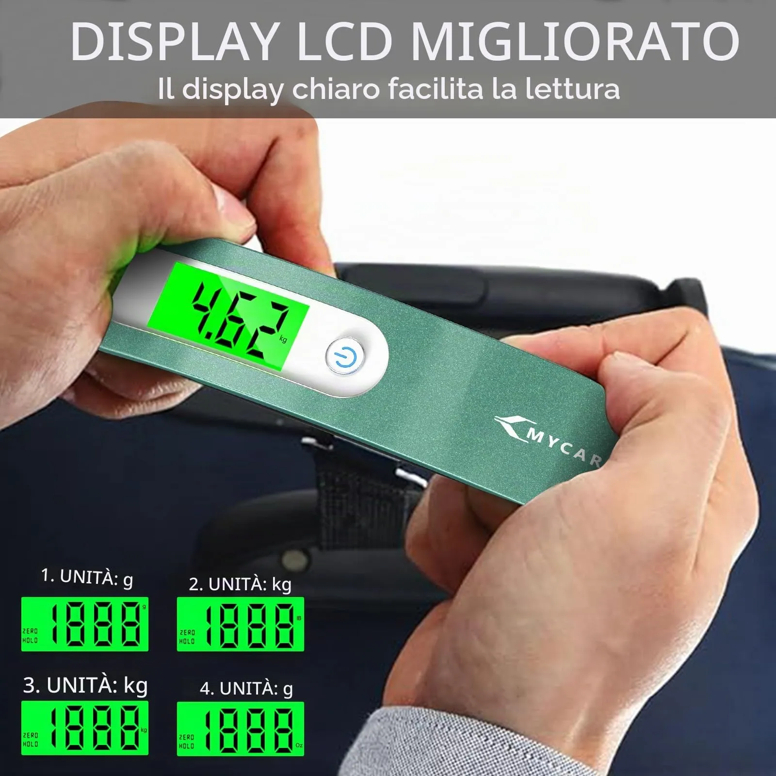 MYCARBON Bilancia per Valigie Elettronica 50kg con Funzione Tara e Display LCD - immagine 2