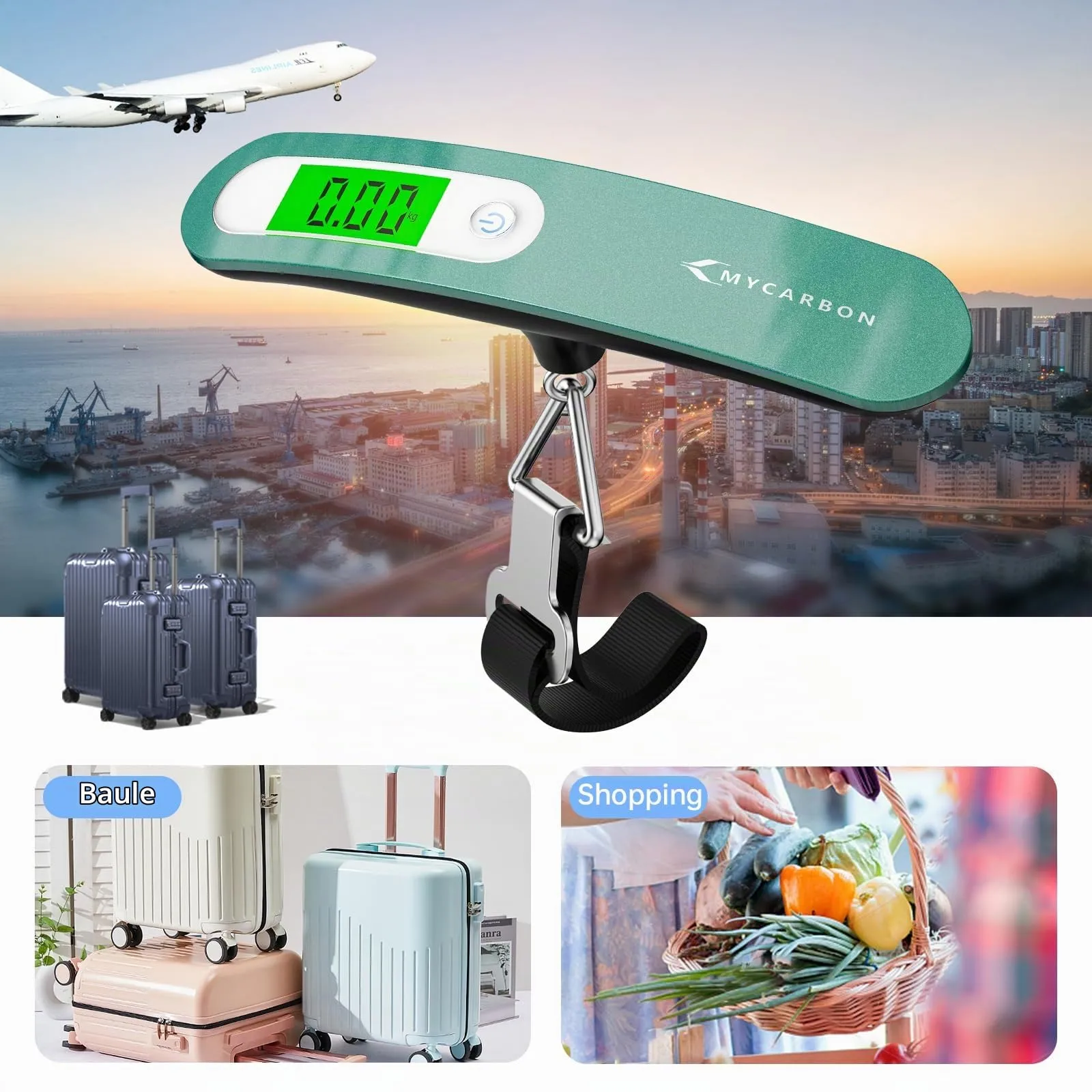 MYCARBON Bilancia per Valigie Elettronica 50kg con Funzione Tara e Display LCD - immagine 6