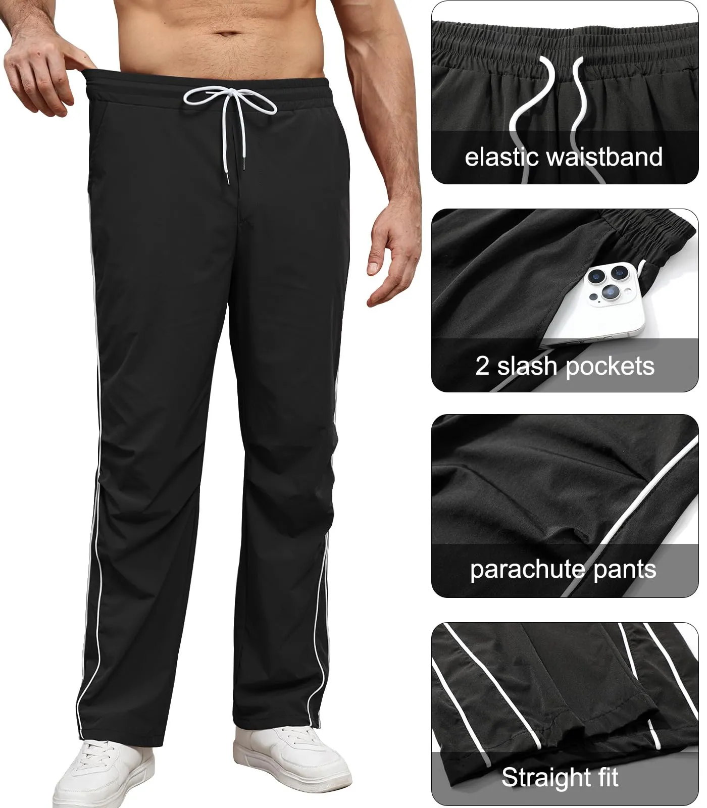 Suwangi Pantaloni Tuta Sportivi Uomo Jogging Palestra con Tasche - immagine 4