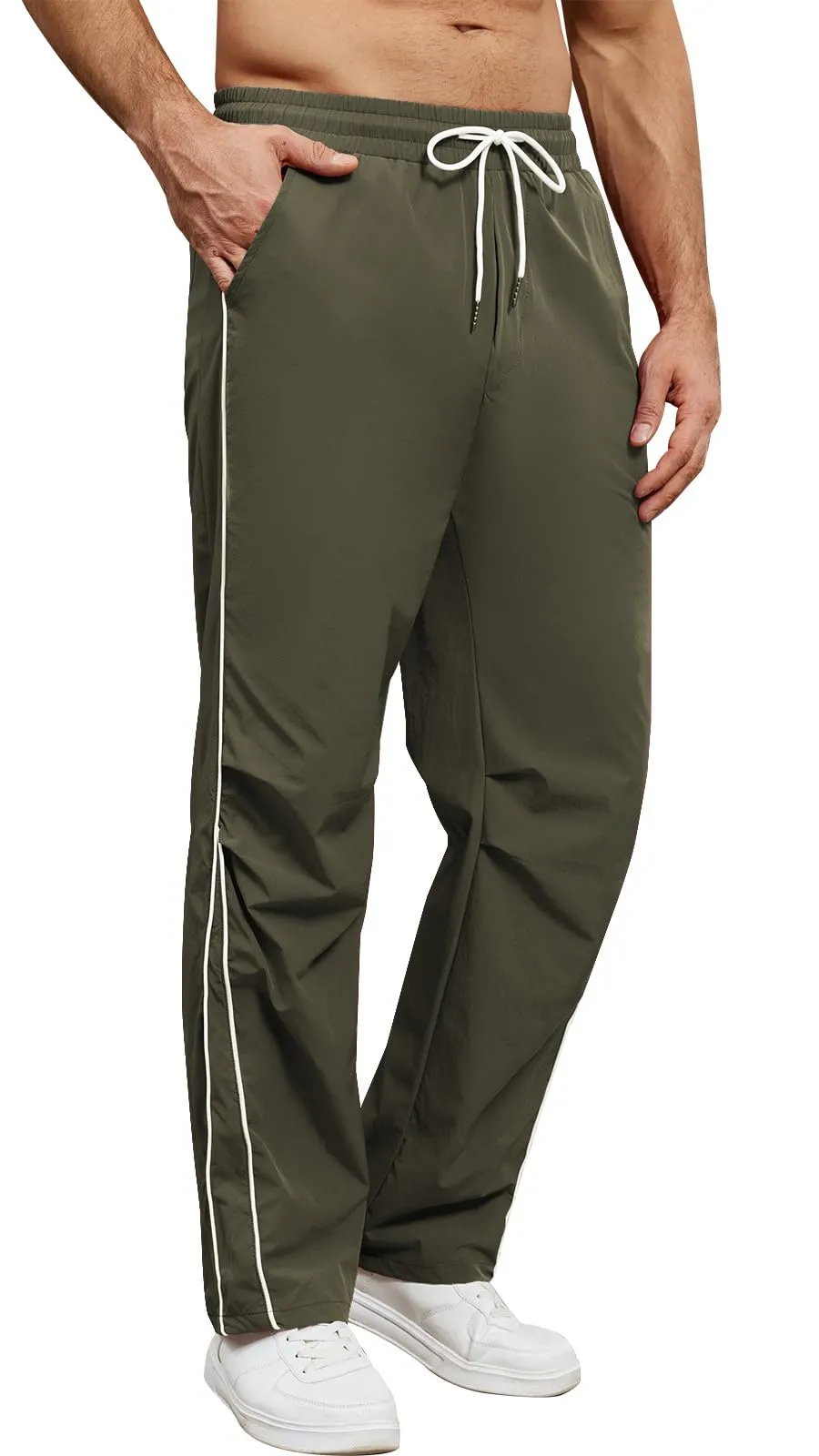 Suwangi Pantaloni Tuta Sportivi Uomo Jogging Palestra con Tasche - Verde - XL - immagine 2