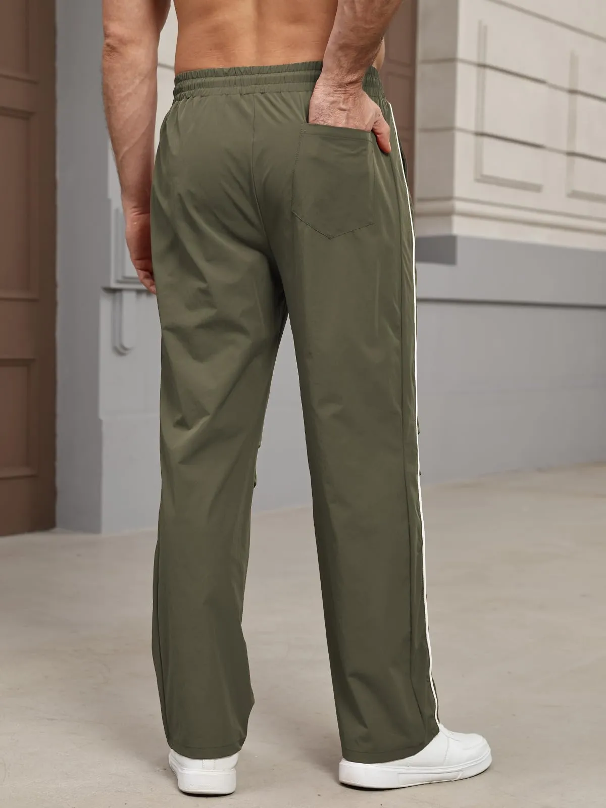 Suwangi Pantaloni Tuta Sportivi Uomo Jogging Palestra con Tasche - Verde - XL - immagine 3
