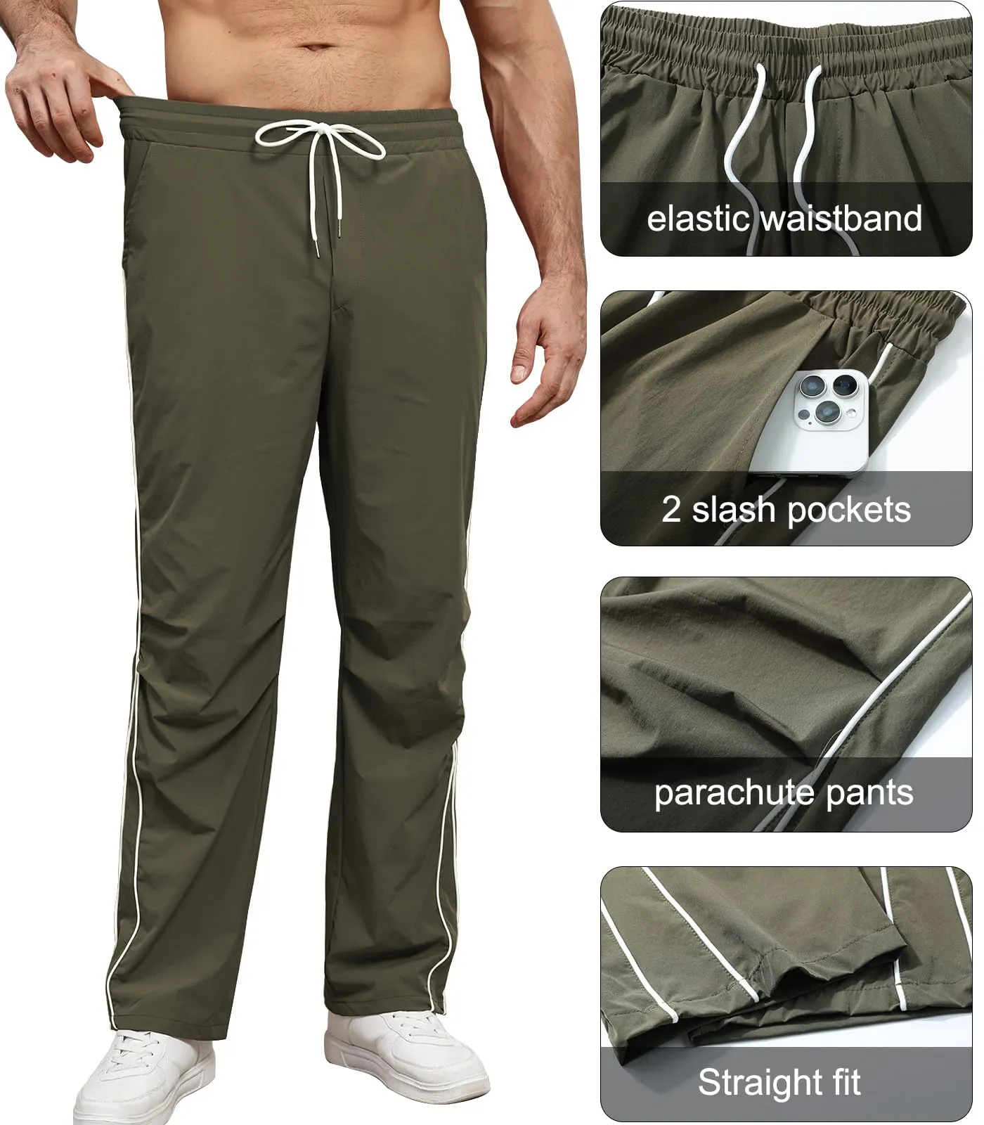 Suwangi Pantaloni Tuta Sportivi Uomo Jogging Palestra con Tasche - immagine 4