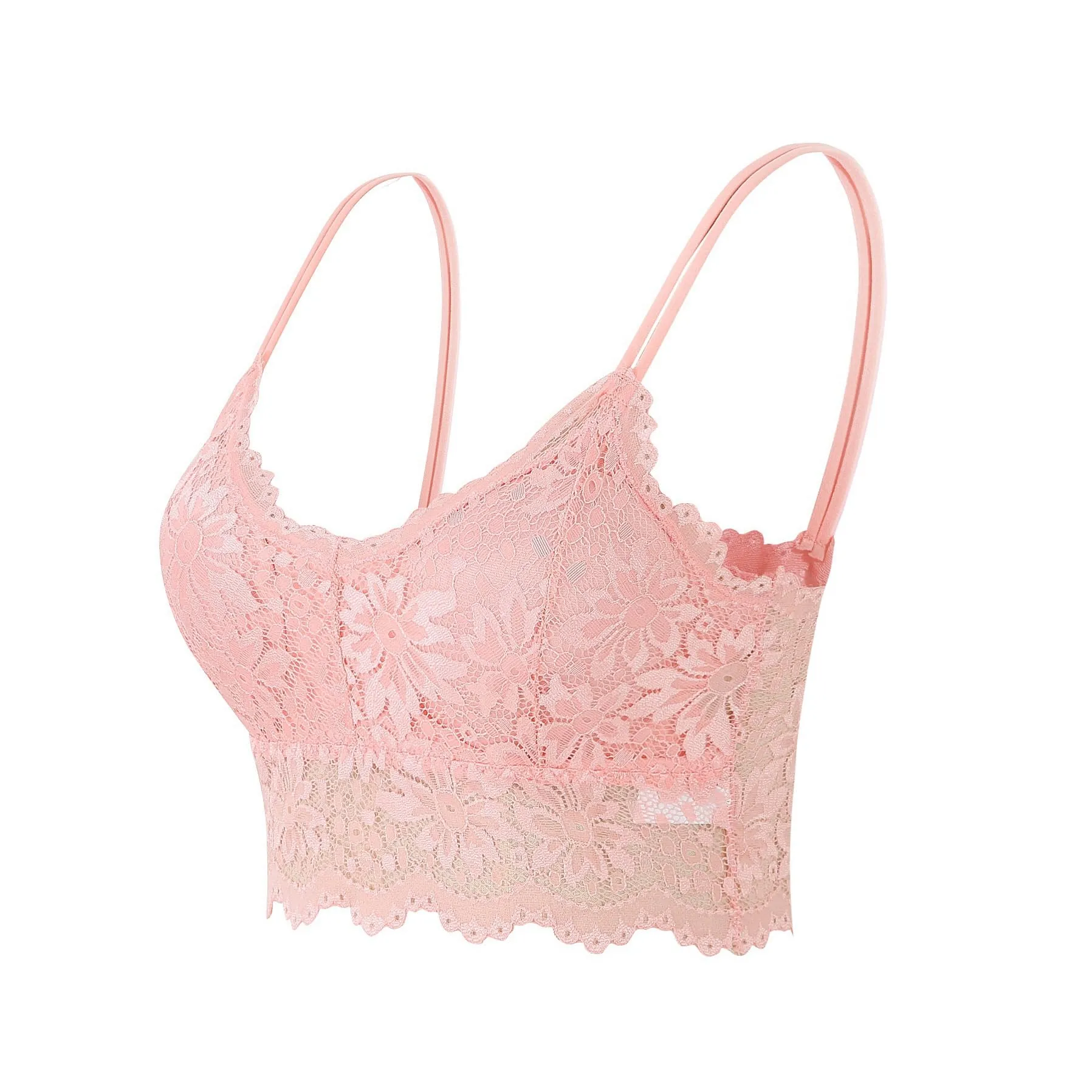 Maiclaice Reggiseno Bralette Donna con Ricamo, Senza Ferretto e Imbottito, Rosa, L - immagine 1