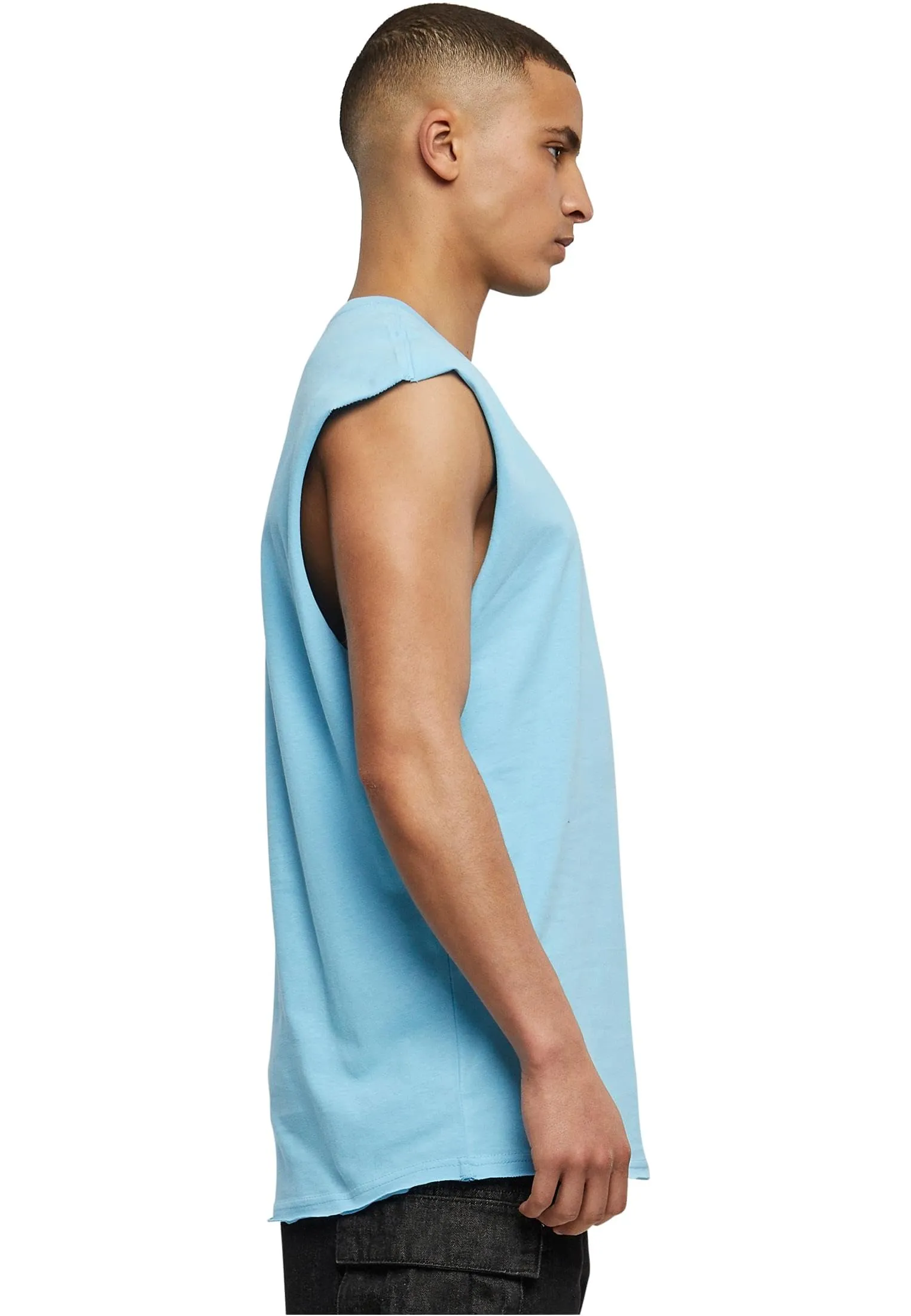 Urban Classics Open Edge Sleeveless Tee, Blu Baltico, XXL - immagine 4