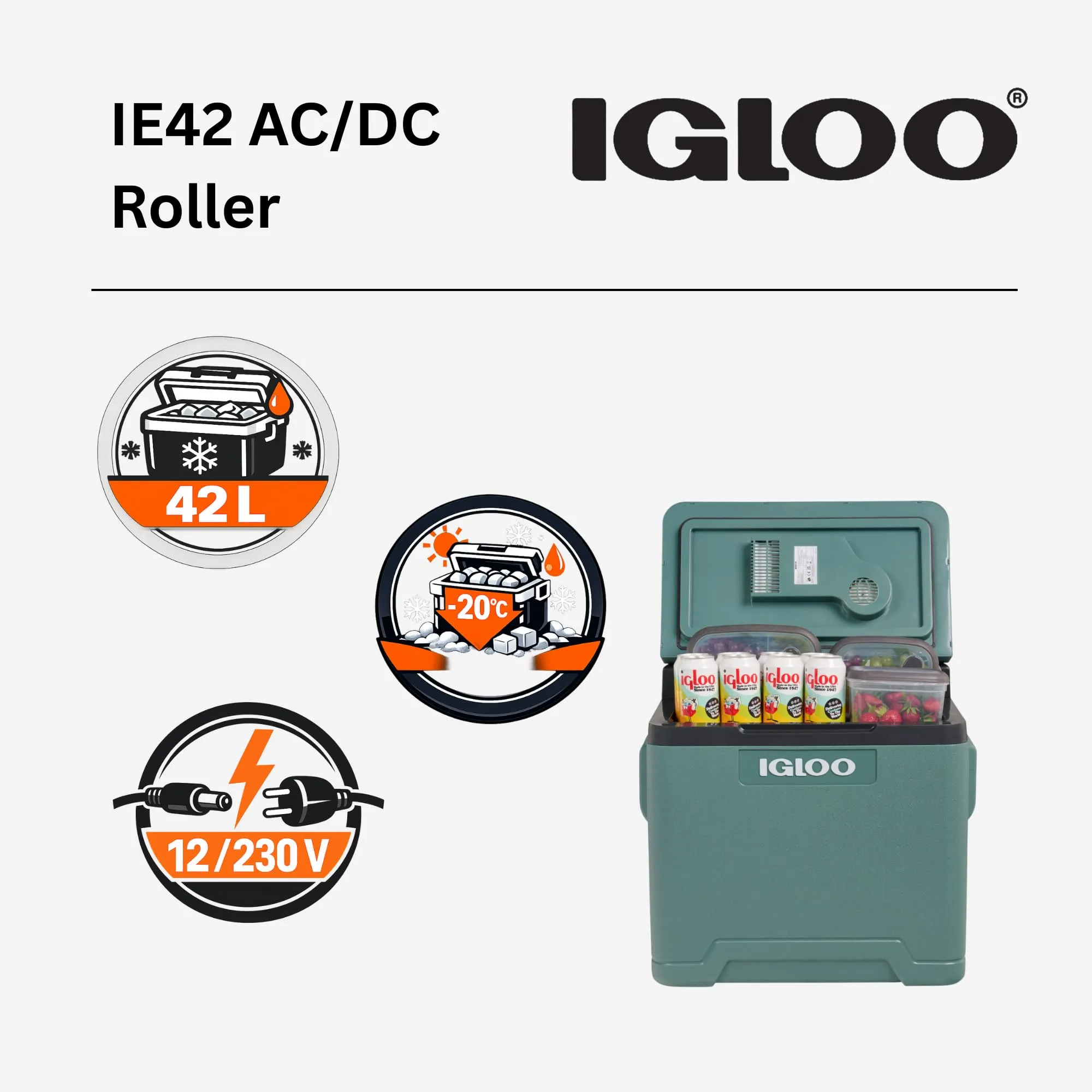 Igloo IE42 Frigo Elettrico 12V/230V 42L Verde - immagine 3