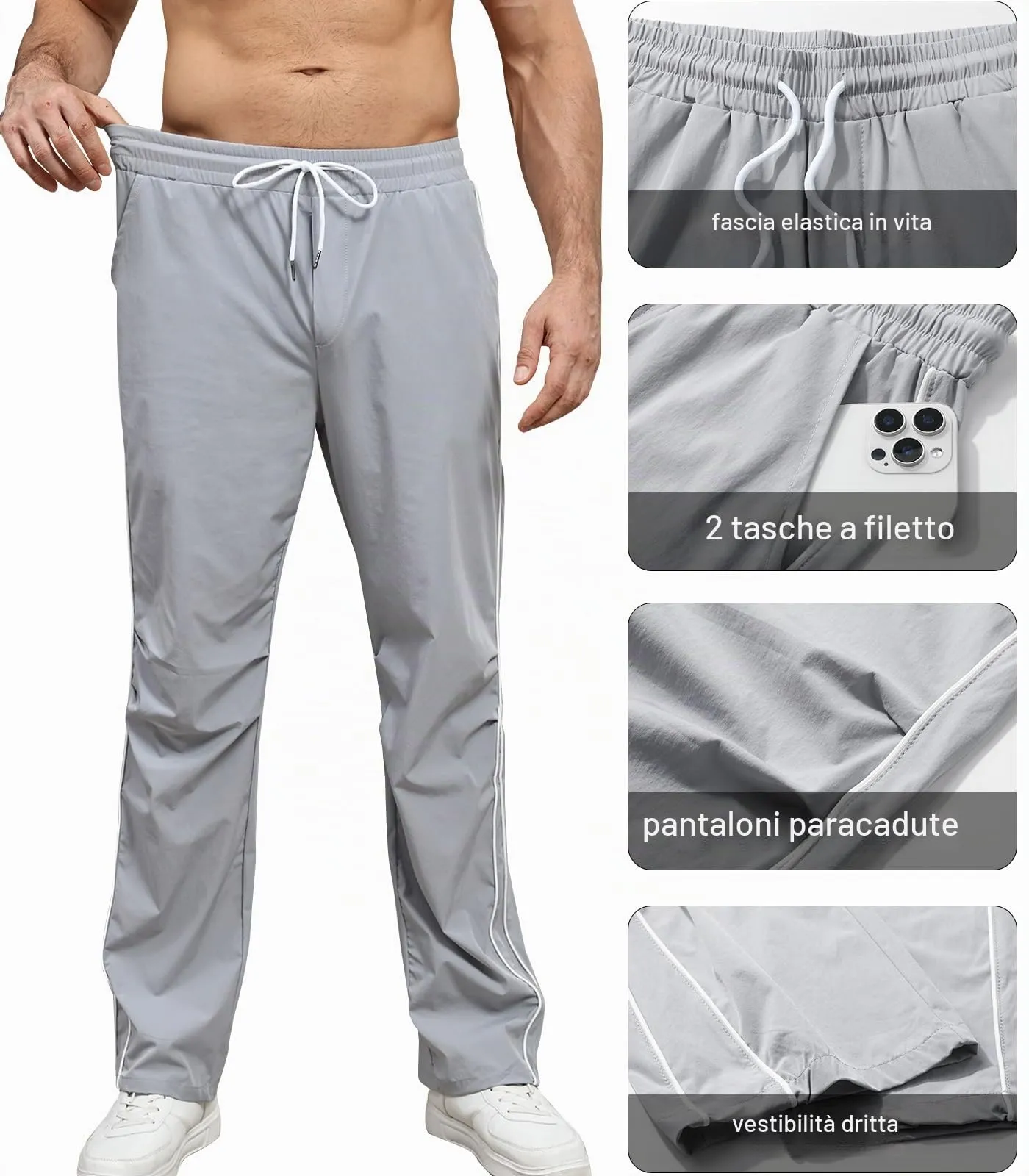 Suwangi Pantaloni Tuta Sportivi Uomo Jogging Palestra con Tasche - immagine 4