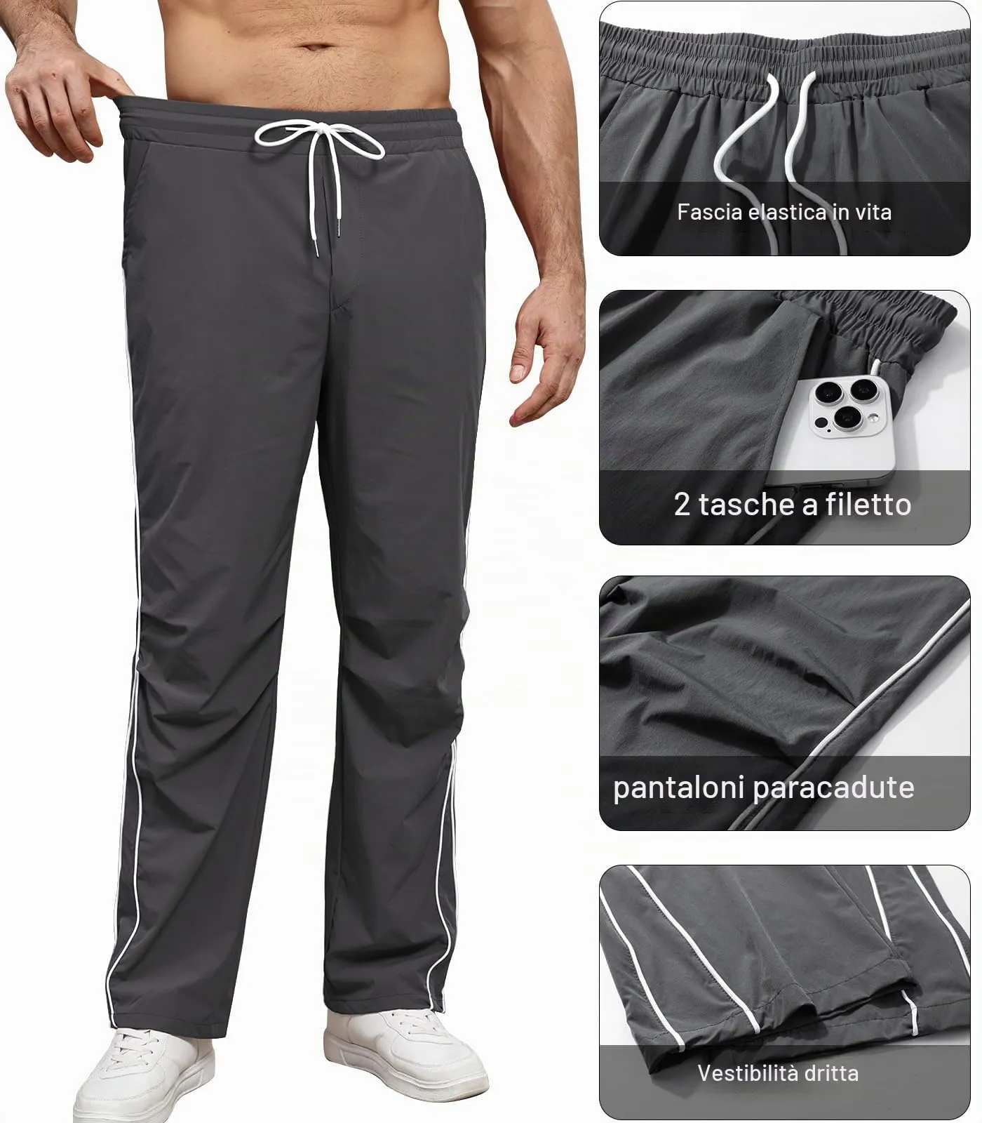 Suwangi Pantaloni Tuta Sportivi Uomo Jogging Palestra con Tasche - immagine 4