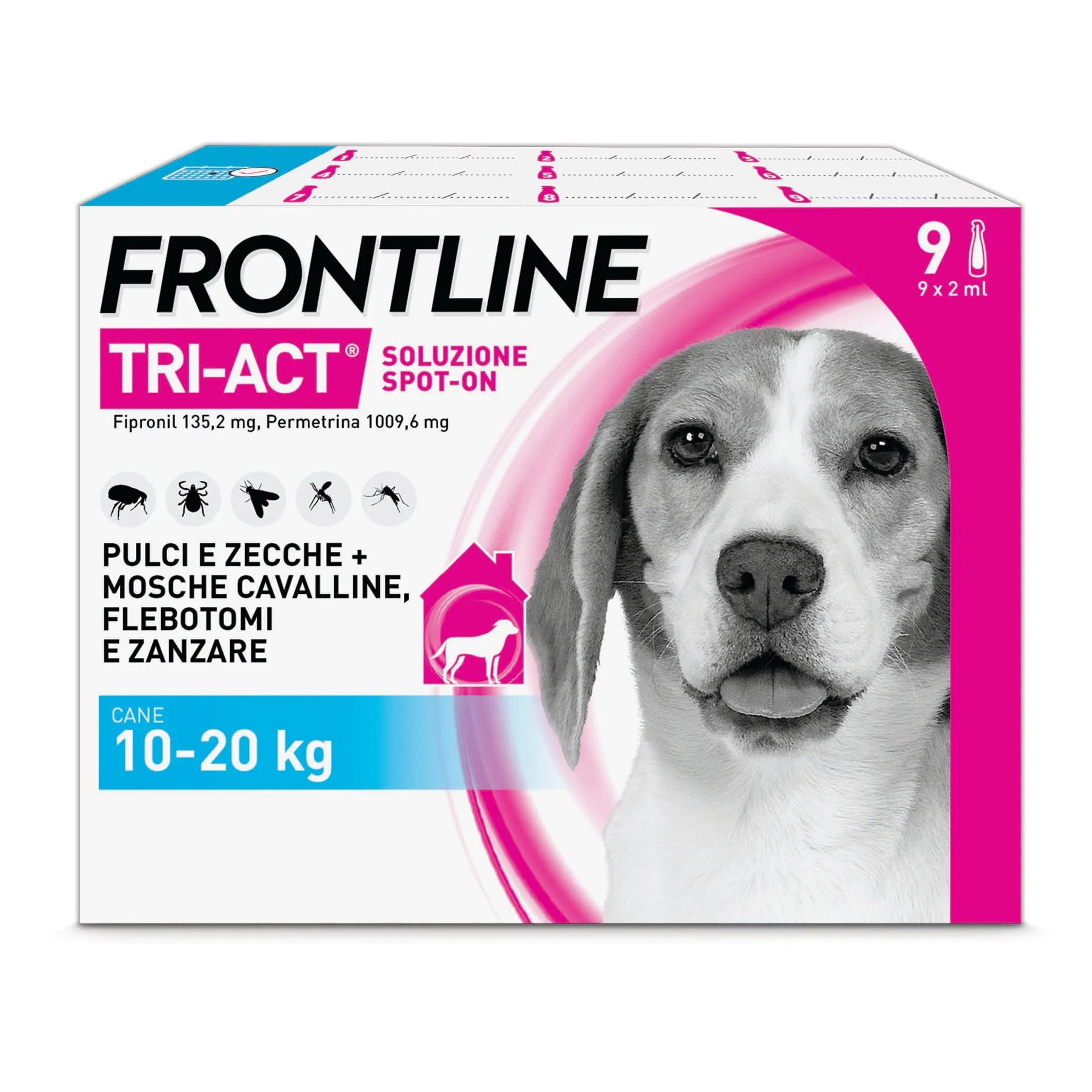 Frontline Triact for Dogs M (10-20 kg), 9 Pipettes - immagine 1