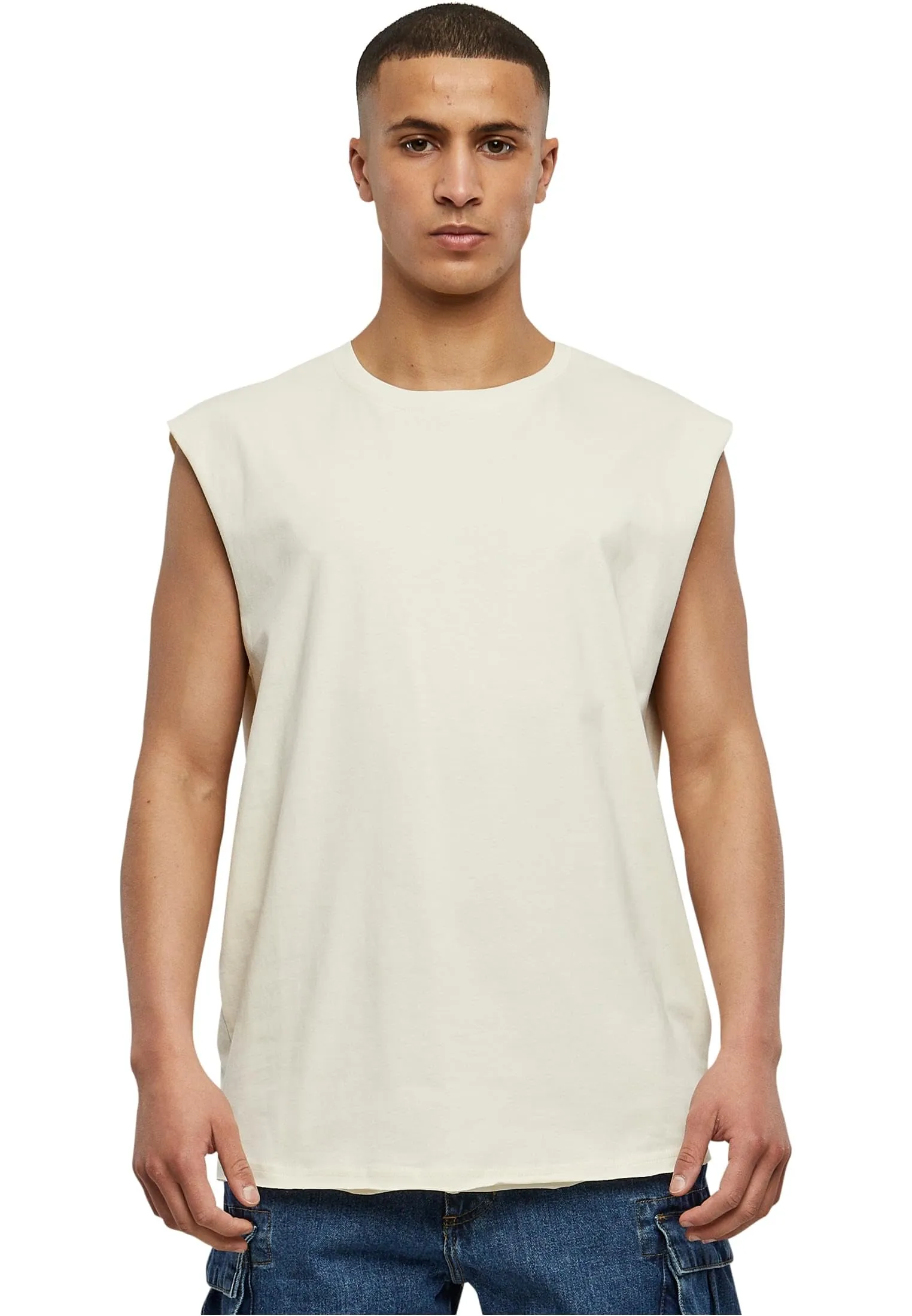 Urban Classics Open Edge Sleeveless Tee - Whitesand - 3XL - immagine 1