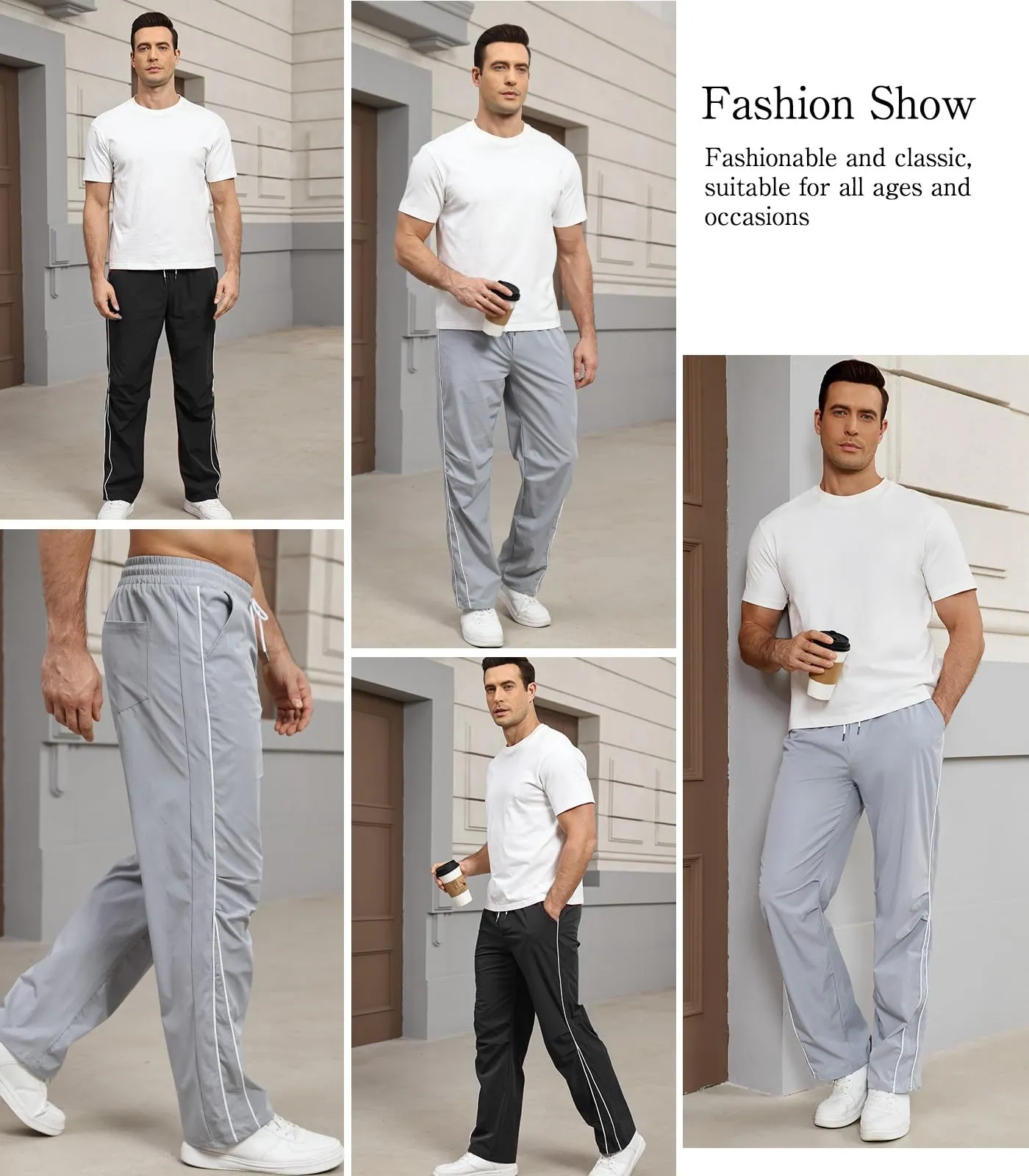 Suwangi Pantaloni Tuta Sportivi Uomo Jogging Palestra con Tasche - immagine 7