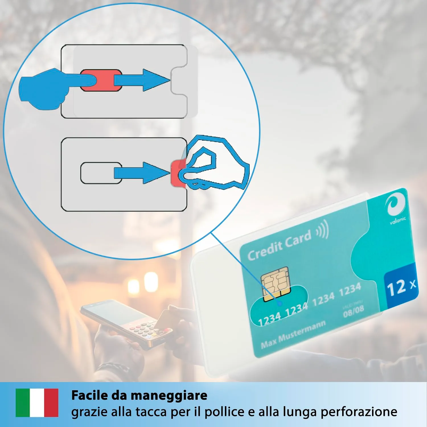 Valonic porta tessere in plastica trasparente opaca, 12 pezzi - immagine 4