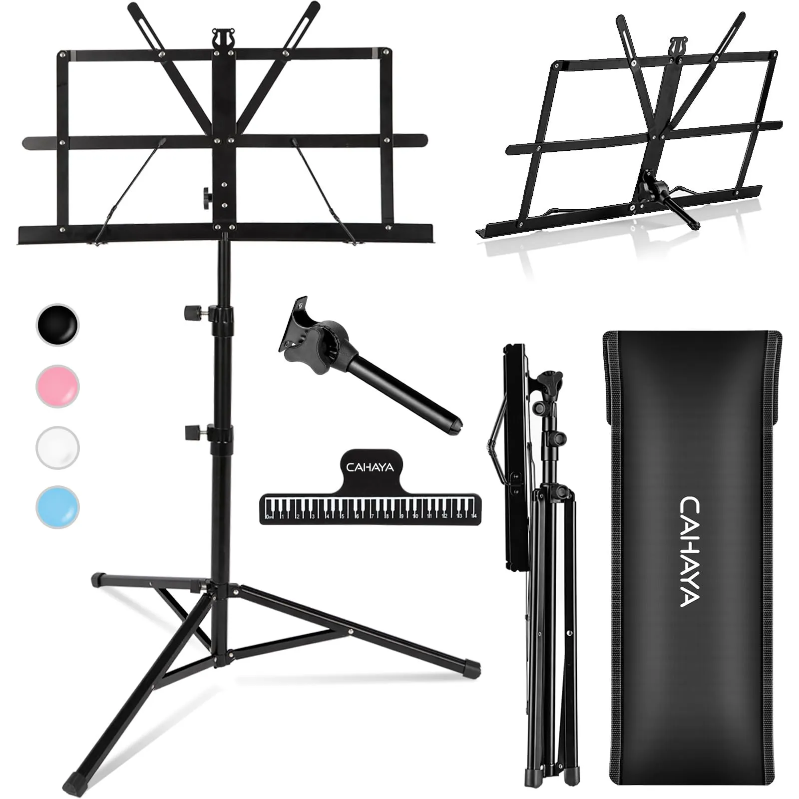 CAHAYA Leggio Musicale 2-in-1 con Supporto da Tavolo, 70-138 cm, Pieghevole - immagine 1