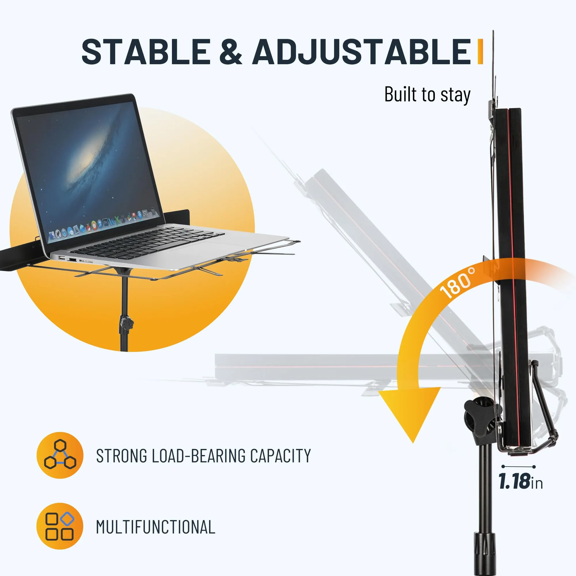 CAHAYA Leggio Musicale 2-in-1 con Supporto da Tavolo, 70-138 cm, Pieghevole - immagine 6