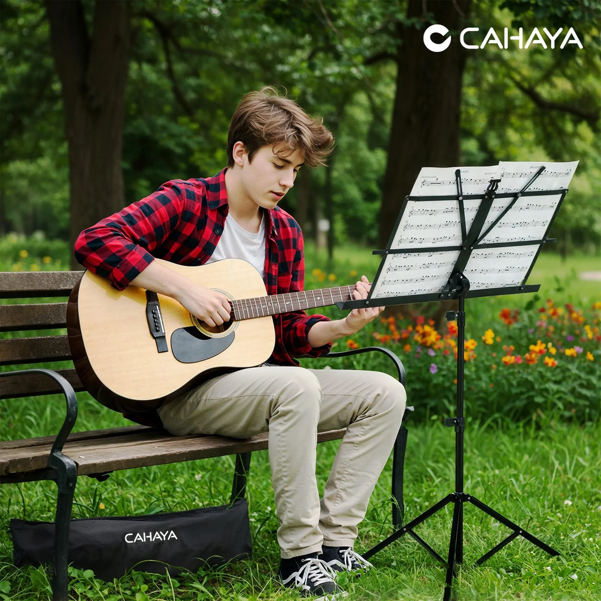 CAHAYA Leggio Musicale 2-in-1 con Supporto da Tavolo, 70-138 cm, Pieghevole - immagine 7