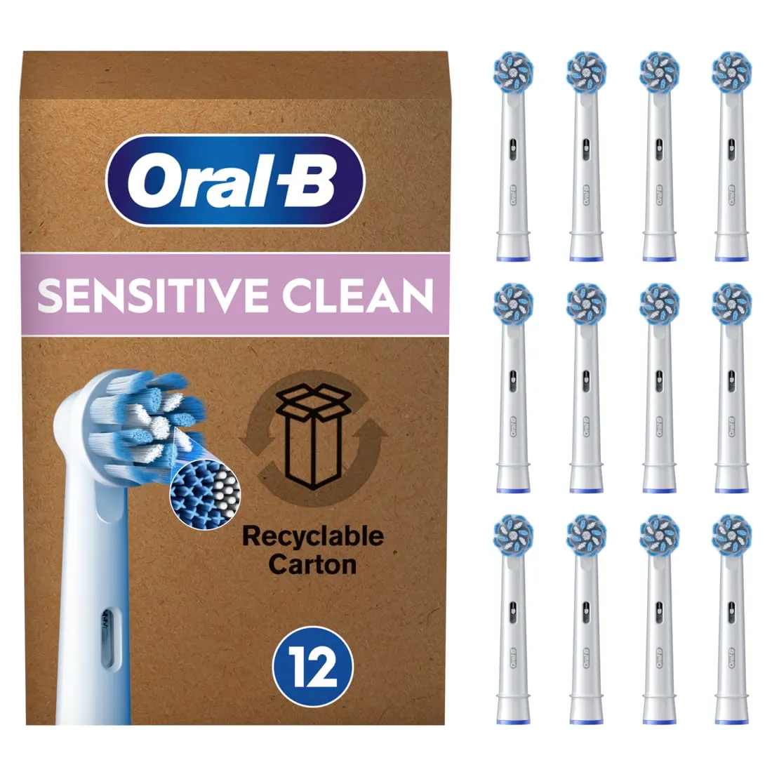 Oral-B Sensitive Clean Testine di Ricambio, Bianche, 12 Ricambi - immagine 1